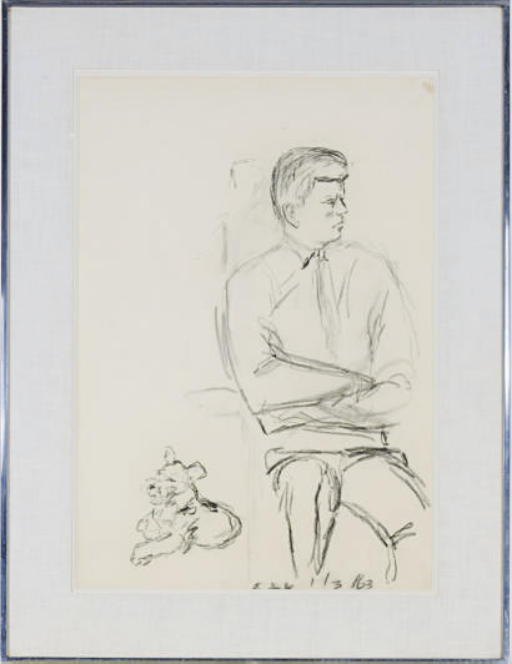 Elaine de Kooning — Джон Ф. Кеннеди сидит со своей собакой