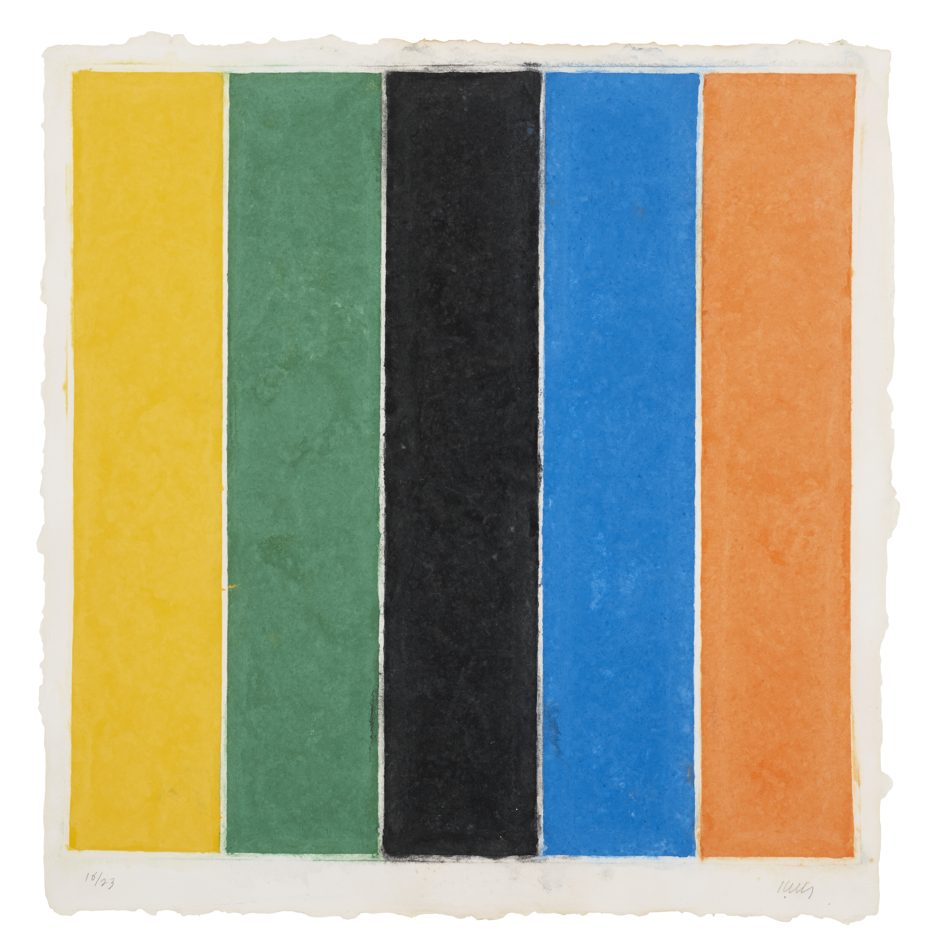 Ellsworth Kelly — Изображение XIII на цветной бумаге (Желтое, зеленое, черное, синее, оранжевое), изображение 1