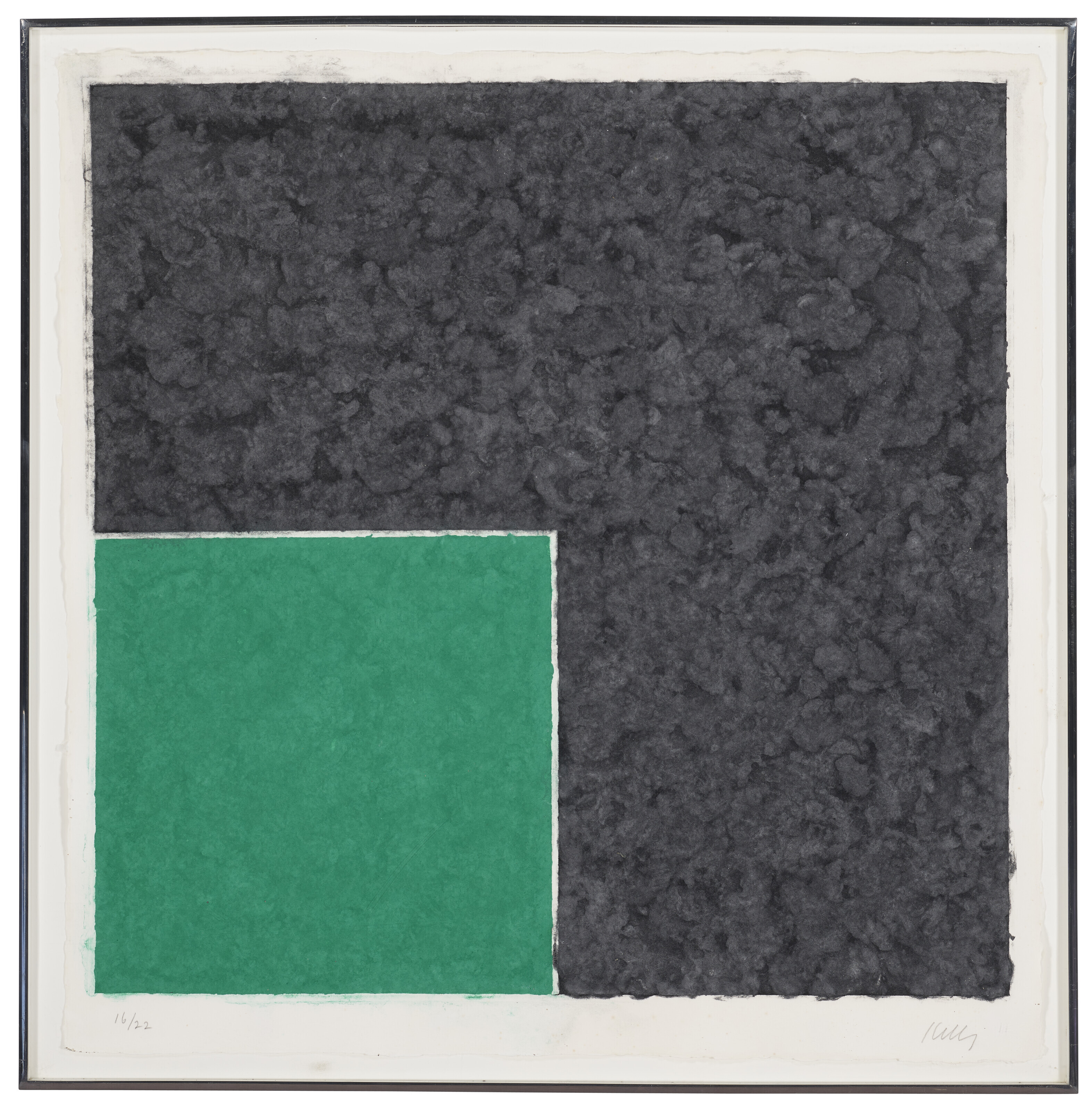Ellsworth Kelly — Изображение на цветной бумаге XVIII (зеленый квадрат с темно-серым рисунком), изображение 2
