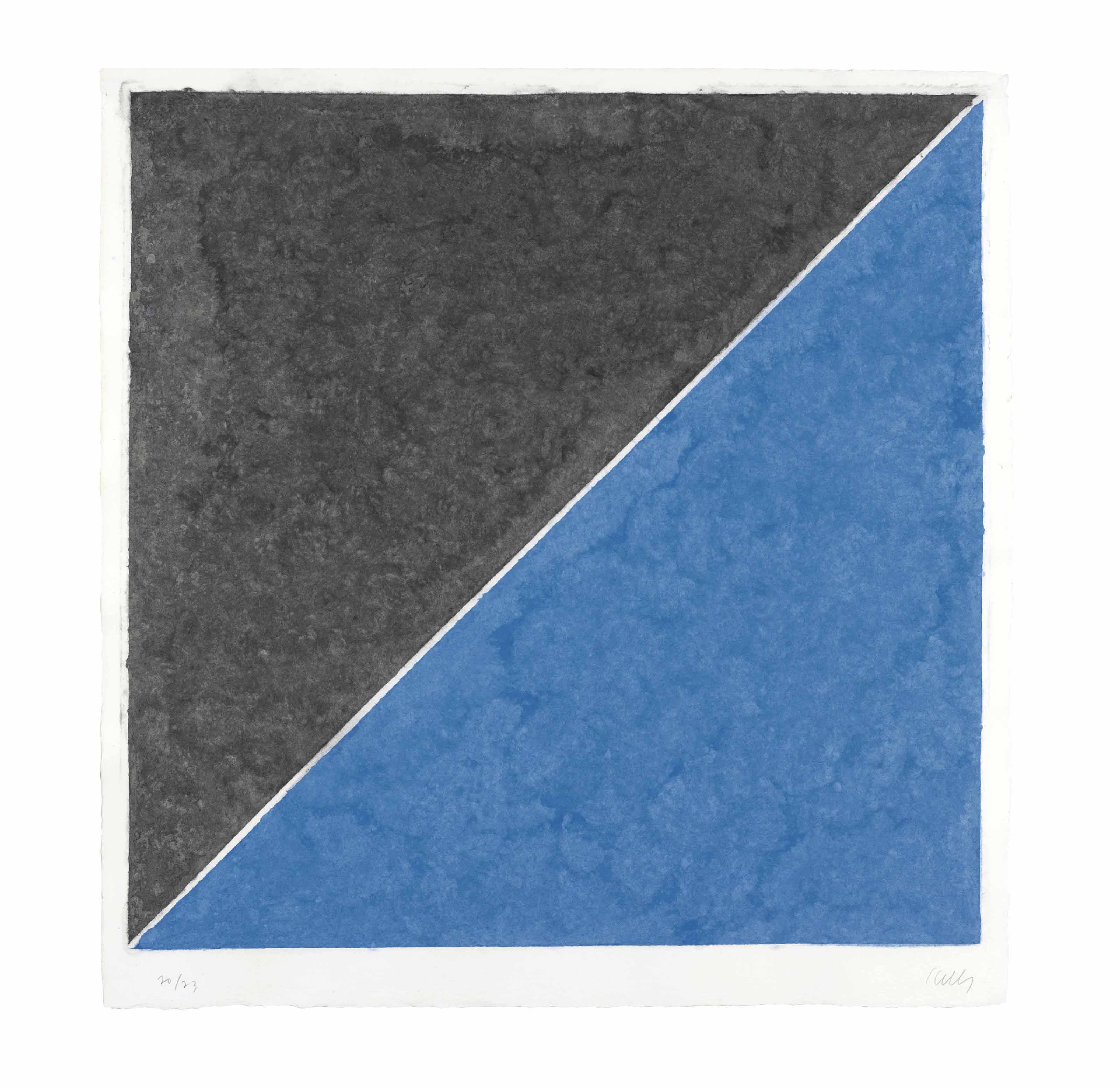 Ellsworth Kelly — Изображение XV на цветной бумаге (темно-серое и синее)