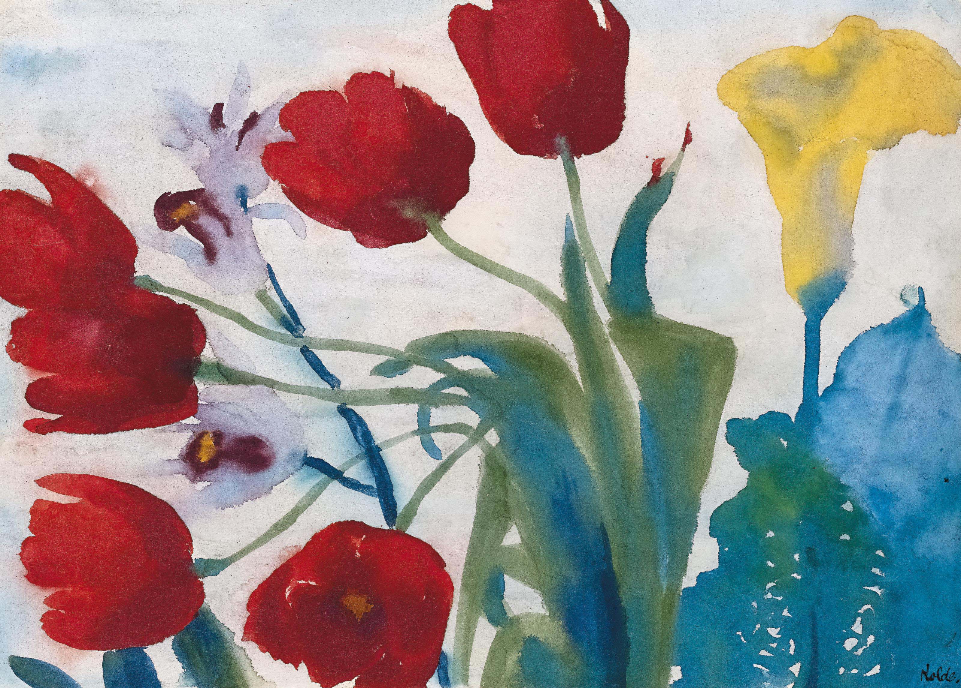 Emil Nolde — Блюмен-Акварель с тульпеновым покрытием