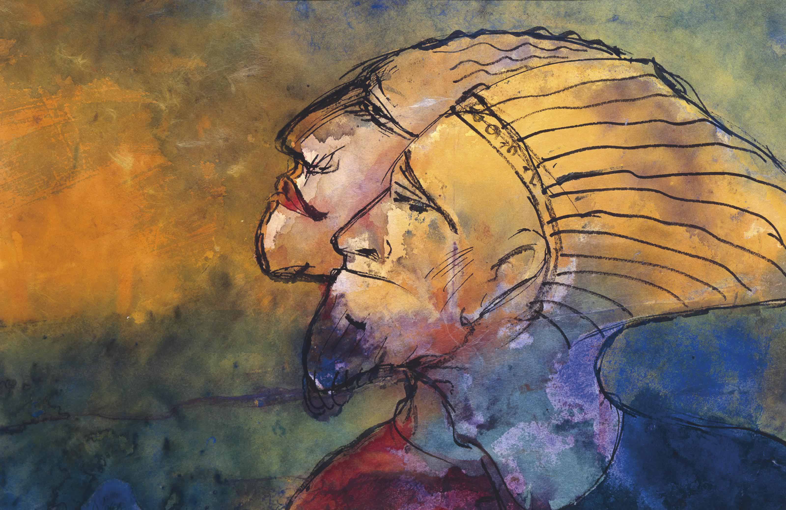 Emil Nolde — Фантазия, цветущая жизнь в профиле (Мужчина и женщина), изображение 2
