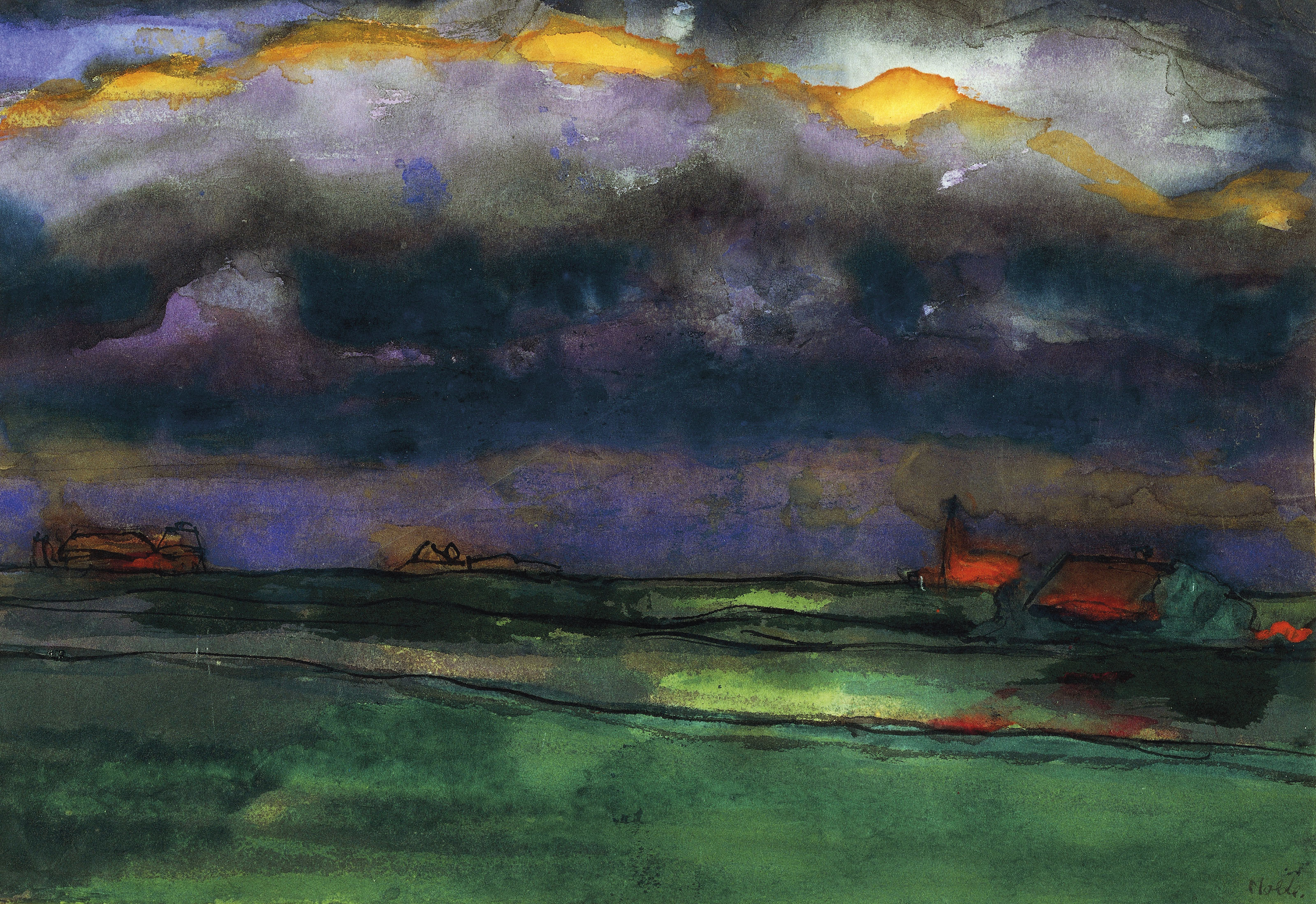 Emil Nolde — Маршландшафт для волькеншпигелей (спереди и сзади), изображение 3
