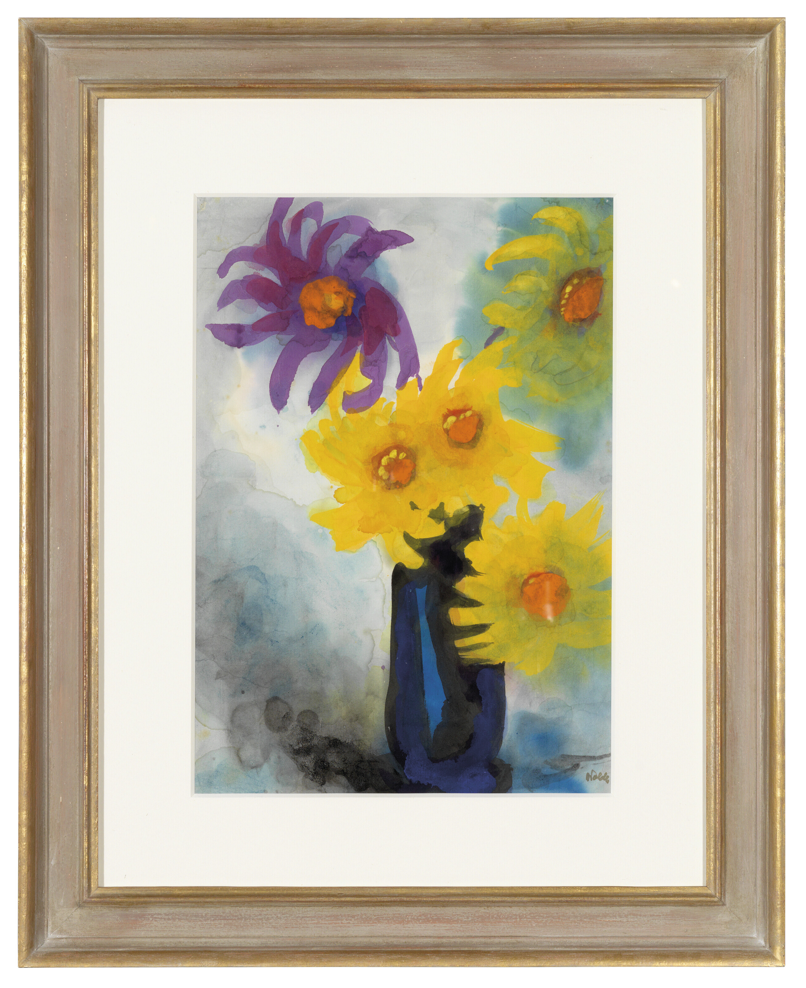 Emil Nolde — Георгин (gelb un violett) в вазе blauer, изображение 2