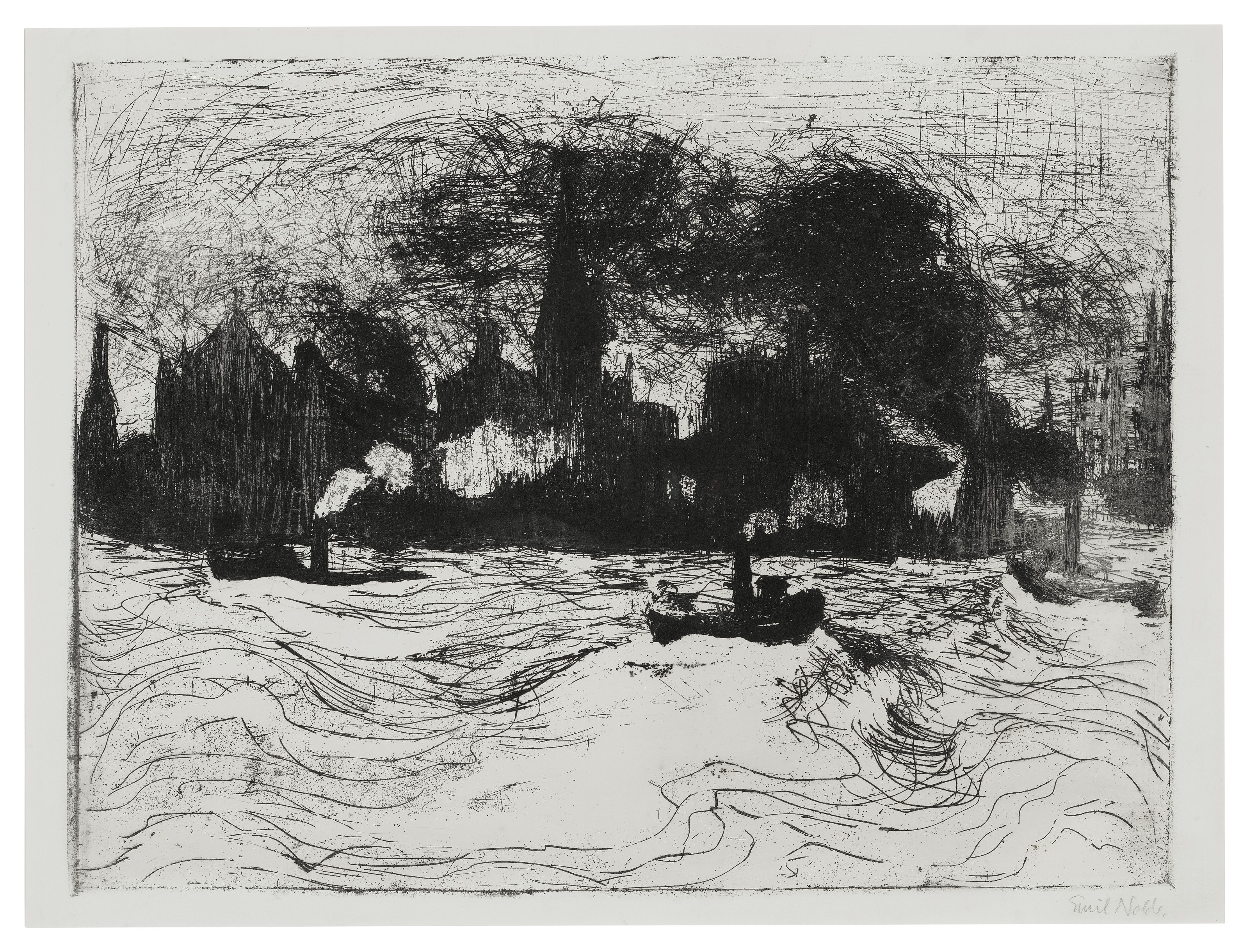 Emil Nolde — Гамбург, Бинненхафен (Гамбург, Внутренний порт), изображение 1