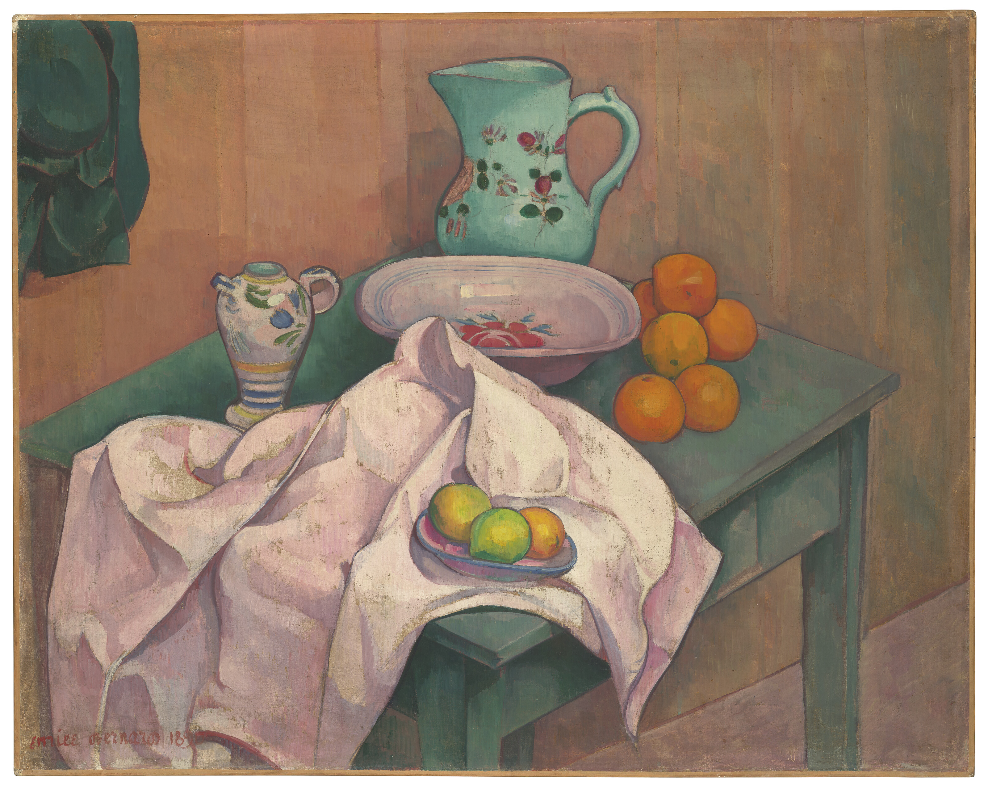 Émile Bernard — Nature morte (пиче, ассорти, фрукты на салфетках), изображение 2