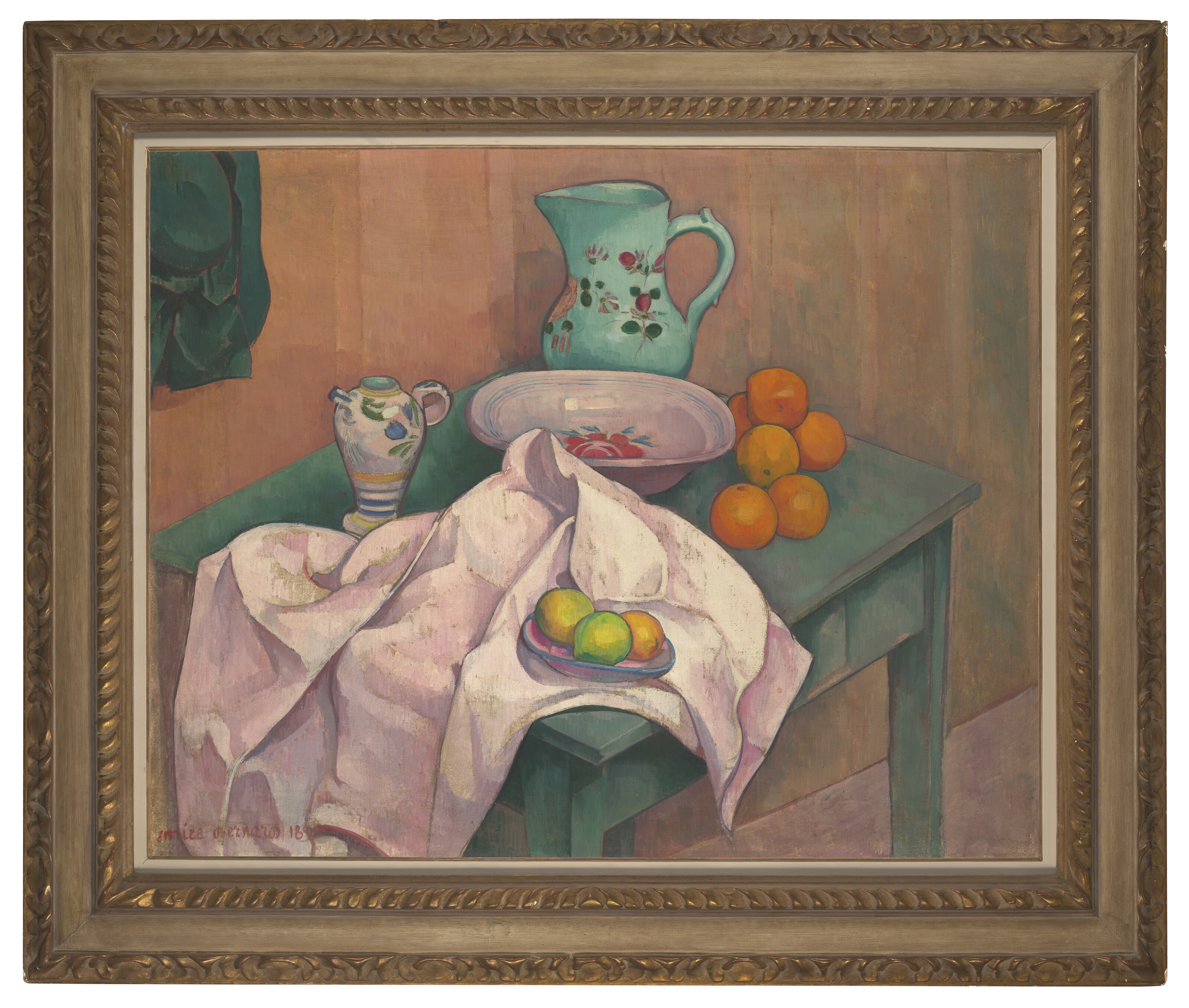 Émile Bernard — Nature morte (пиче, ассорти, фрукты на салфетках), изображение 4