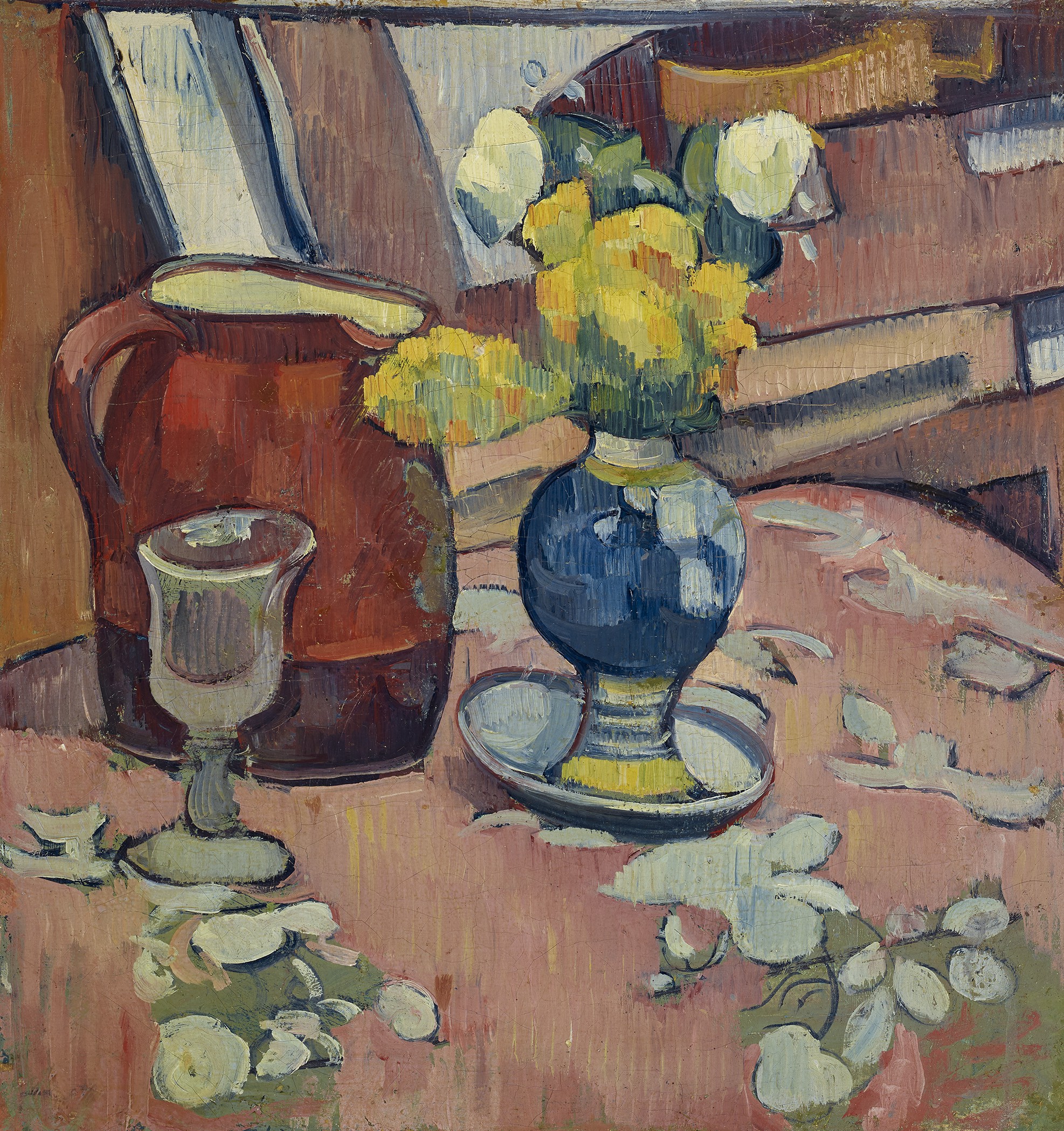 Émile Bernard — Мертвая природа (ваза с цветами, пиче и вода), изображение 1
