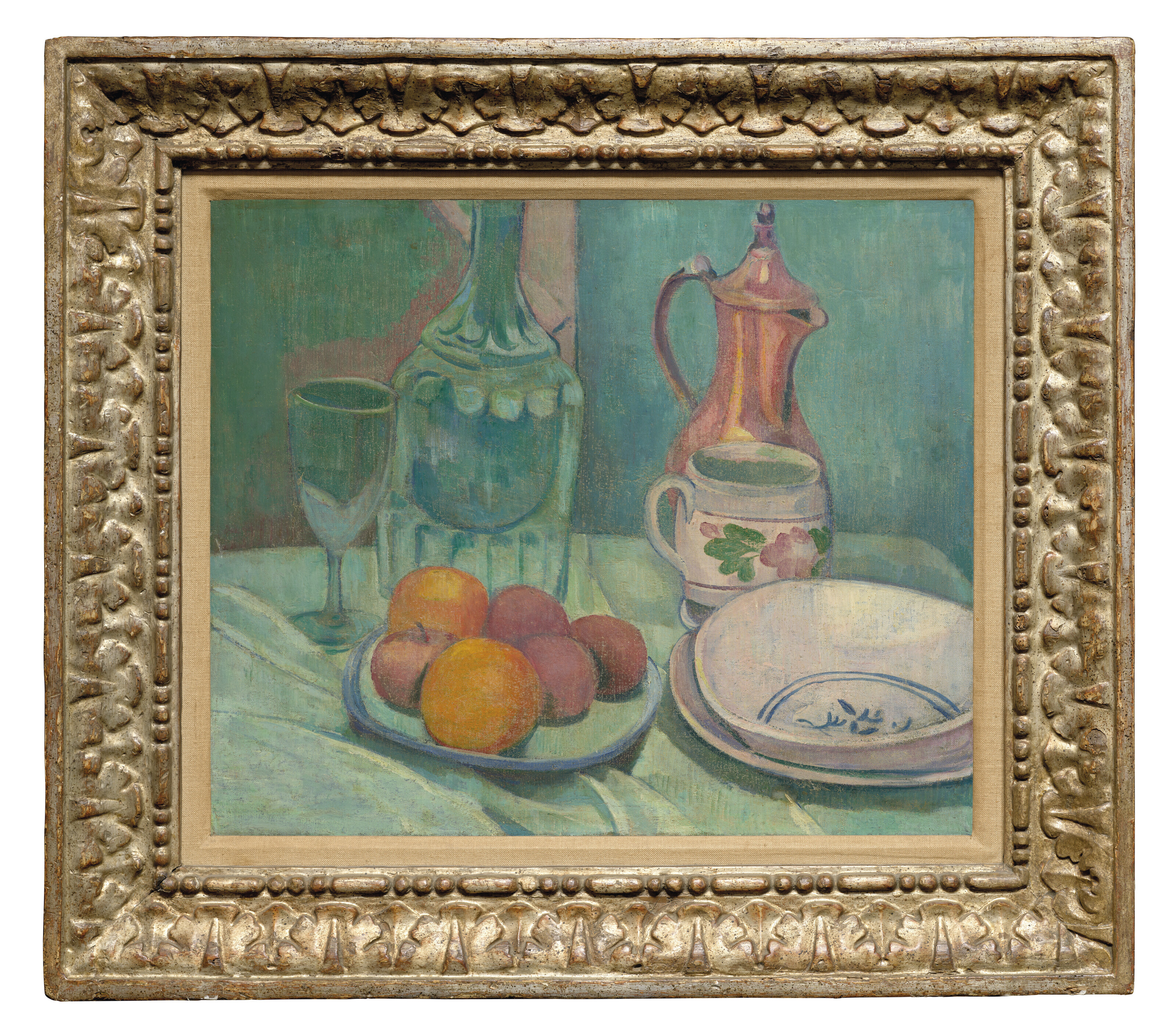 Émile Bernard — Nature morte (графин, овощи, фрукты, ассорти, блюда и кафе), изображение 4