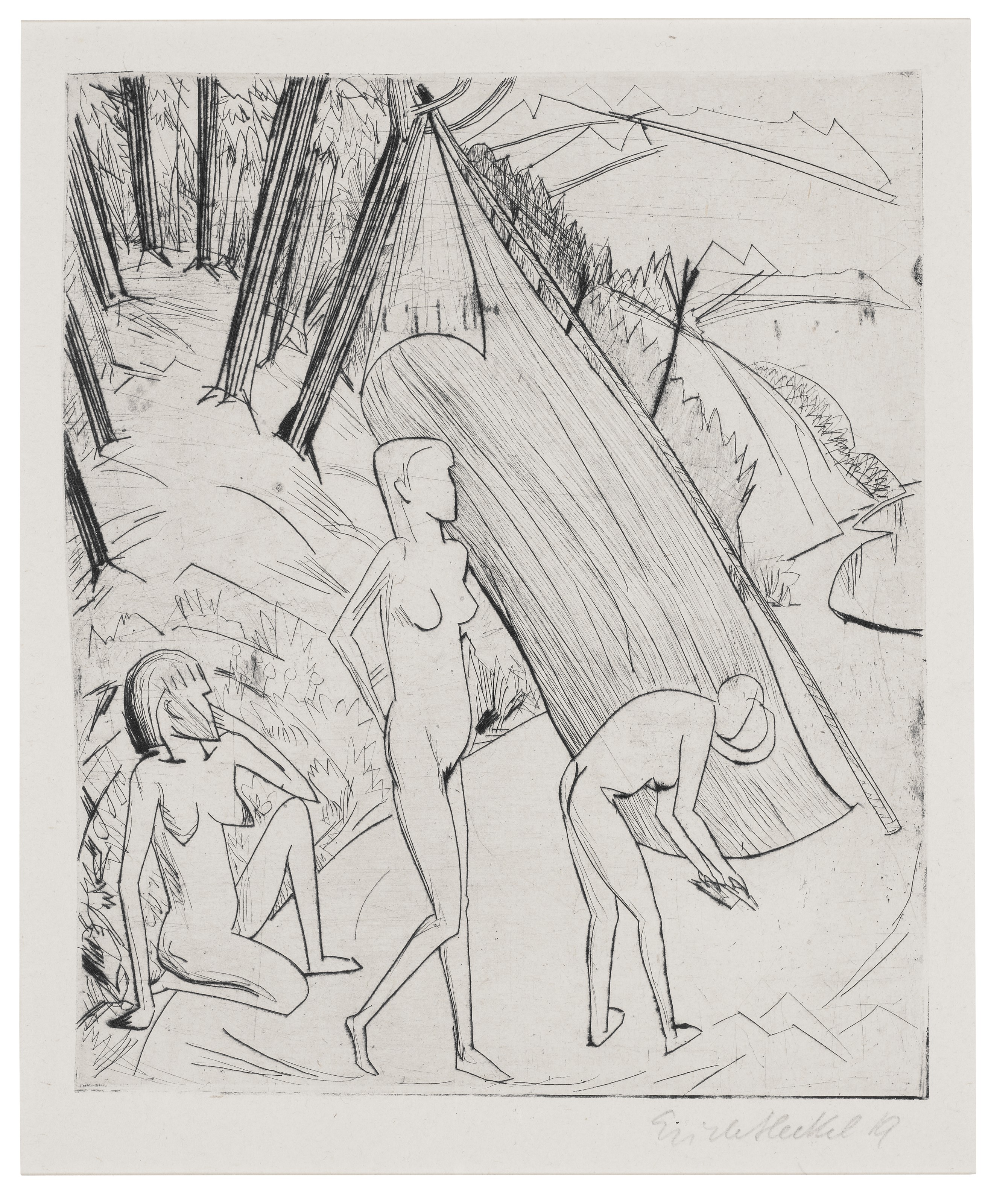 Erich Heckel — Дреи Медхен на берегу