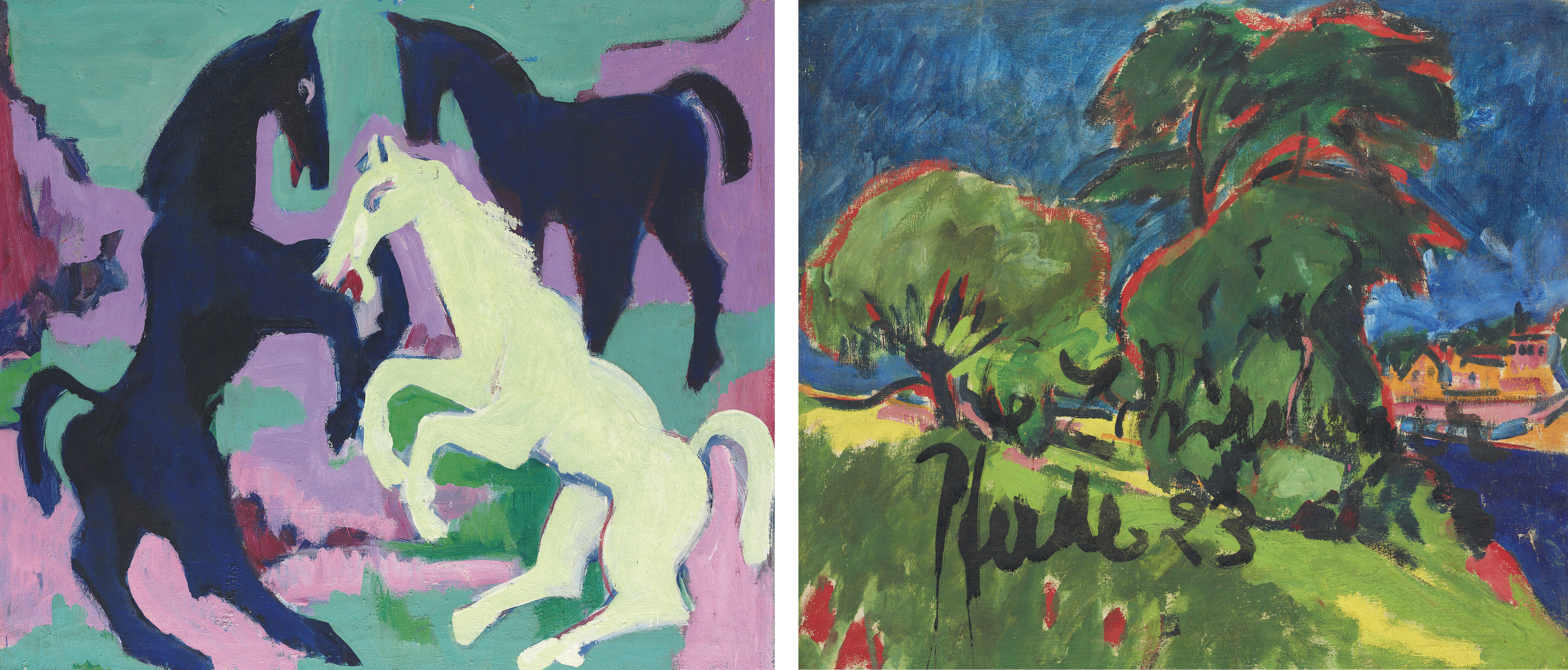 Ernst Ludwig Kirchner — Прямая линия ( справа ); Земля ( слева )