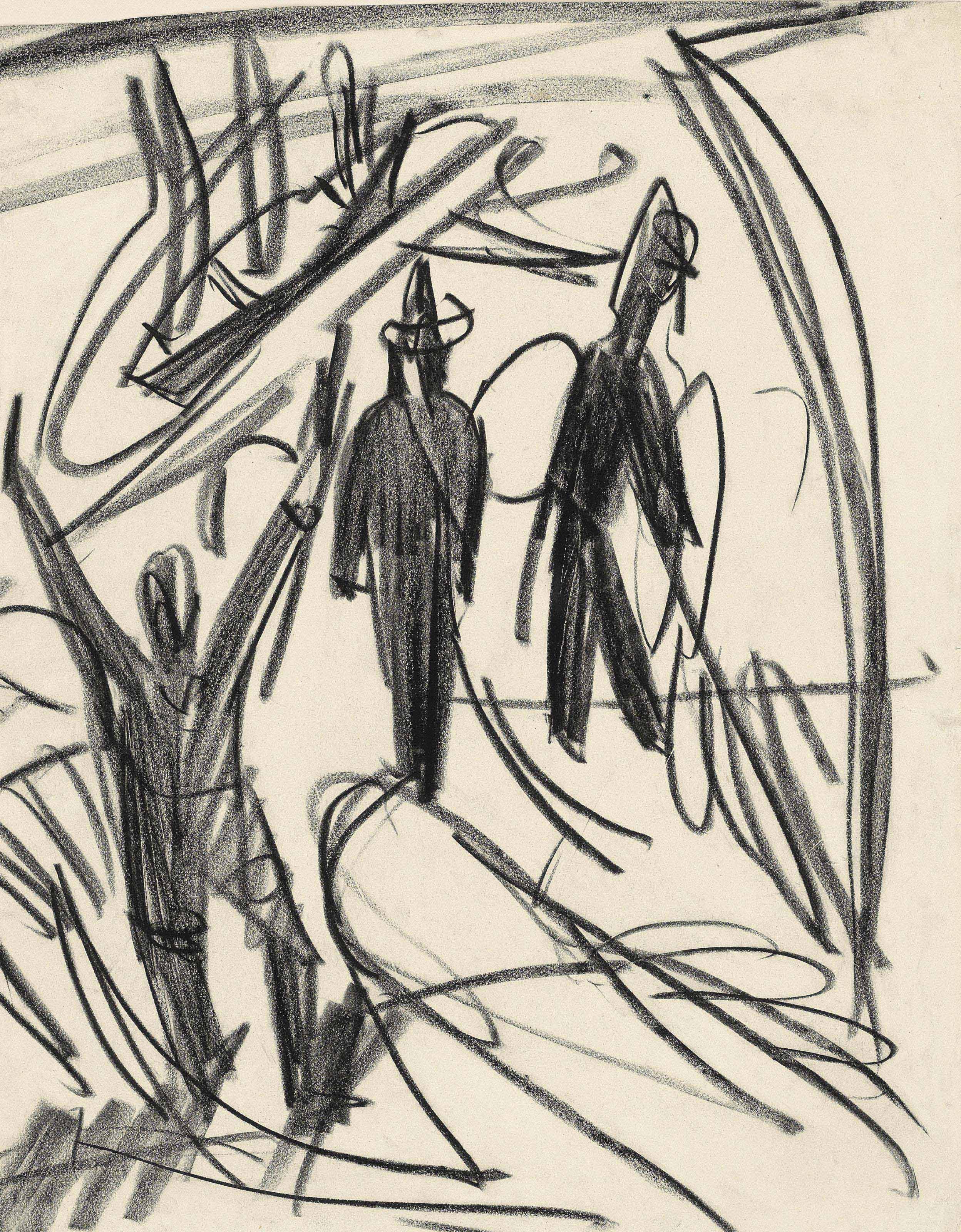 Ernst Ludwig Kirchner — Путь человека и ноги по нитям ( прямой ); Путь фигуры ( оборотная сторона )