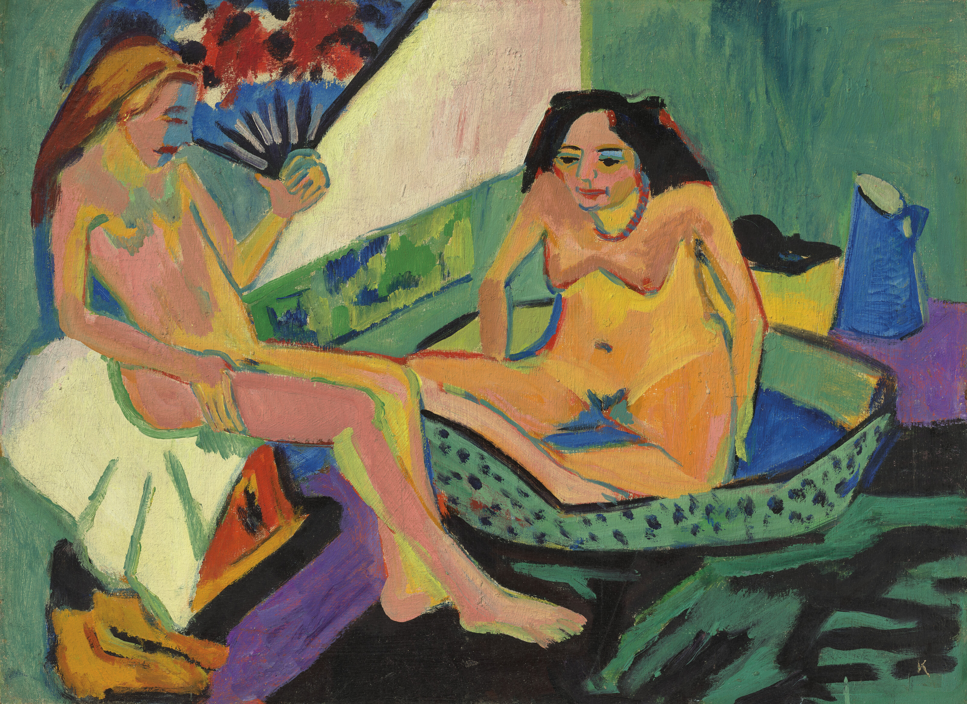 Ernst Ludwig Kirchner — Цвей, девушка из семьи Бадеванне (Фрау флахер, жена и девушка из семьи Фехер) (справа); Сиделка шварцхааригер, женщина из семьи Бадеванне (справа), изображение 2