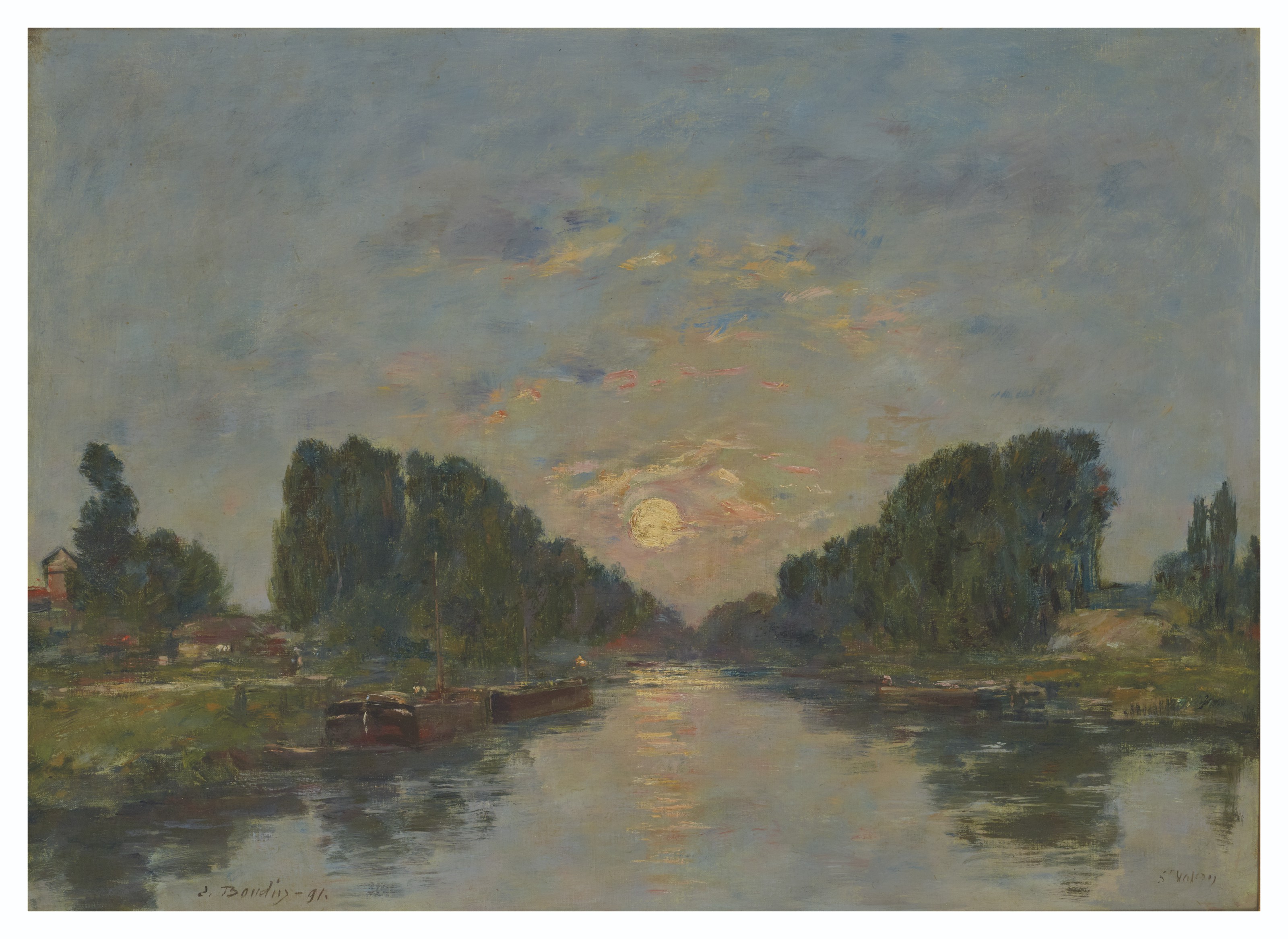 Eugène Boudin — Сен-Валери-сюр-Сомм. Эффект луны на канале, изображение 1