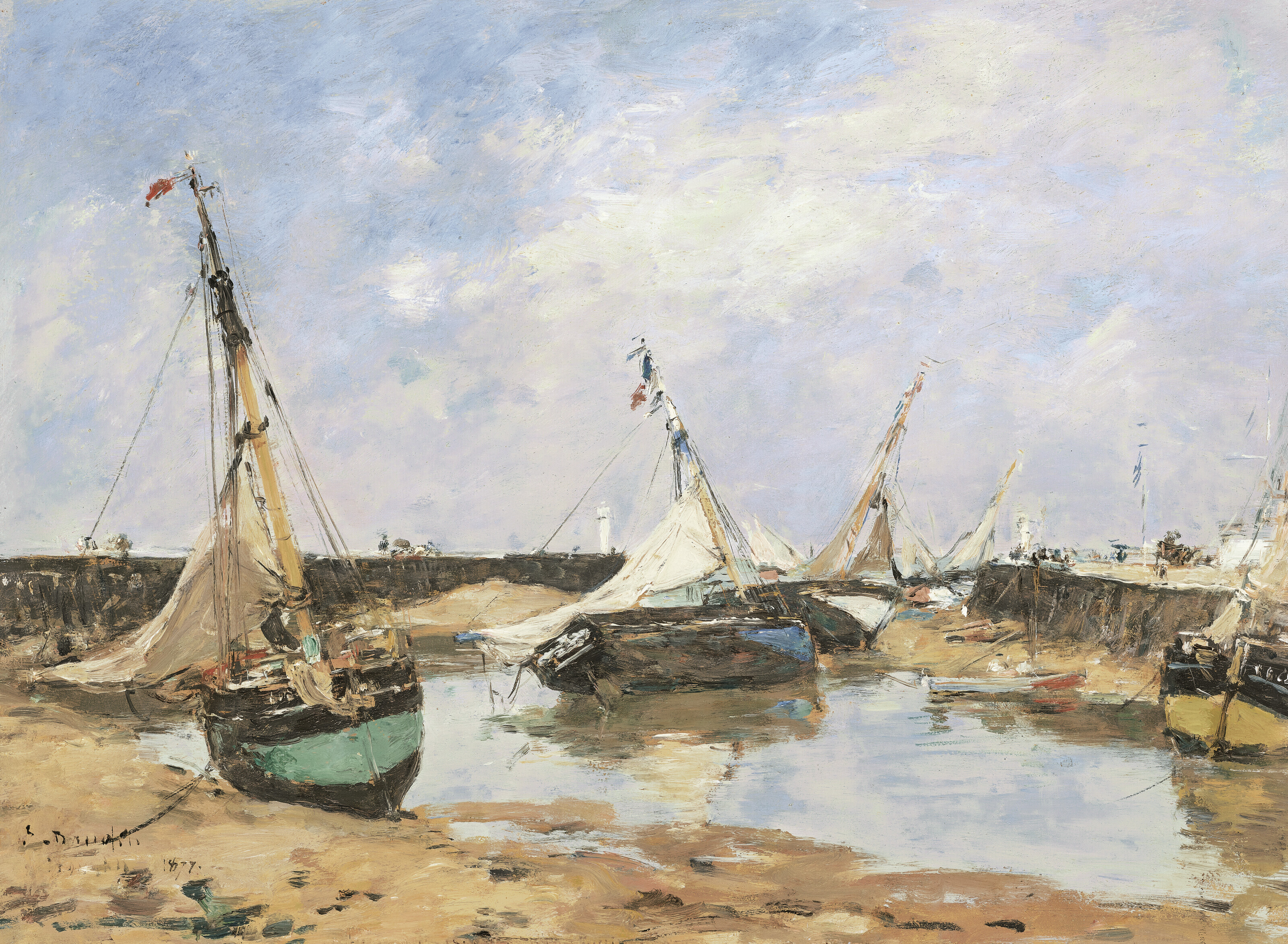 Eugène Boudin — Трувиль. Барки путешествуют по морю, изображение 1
