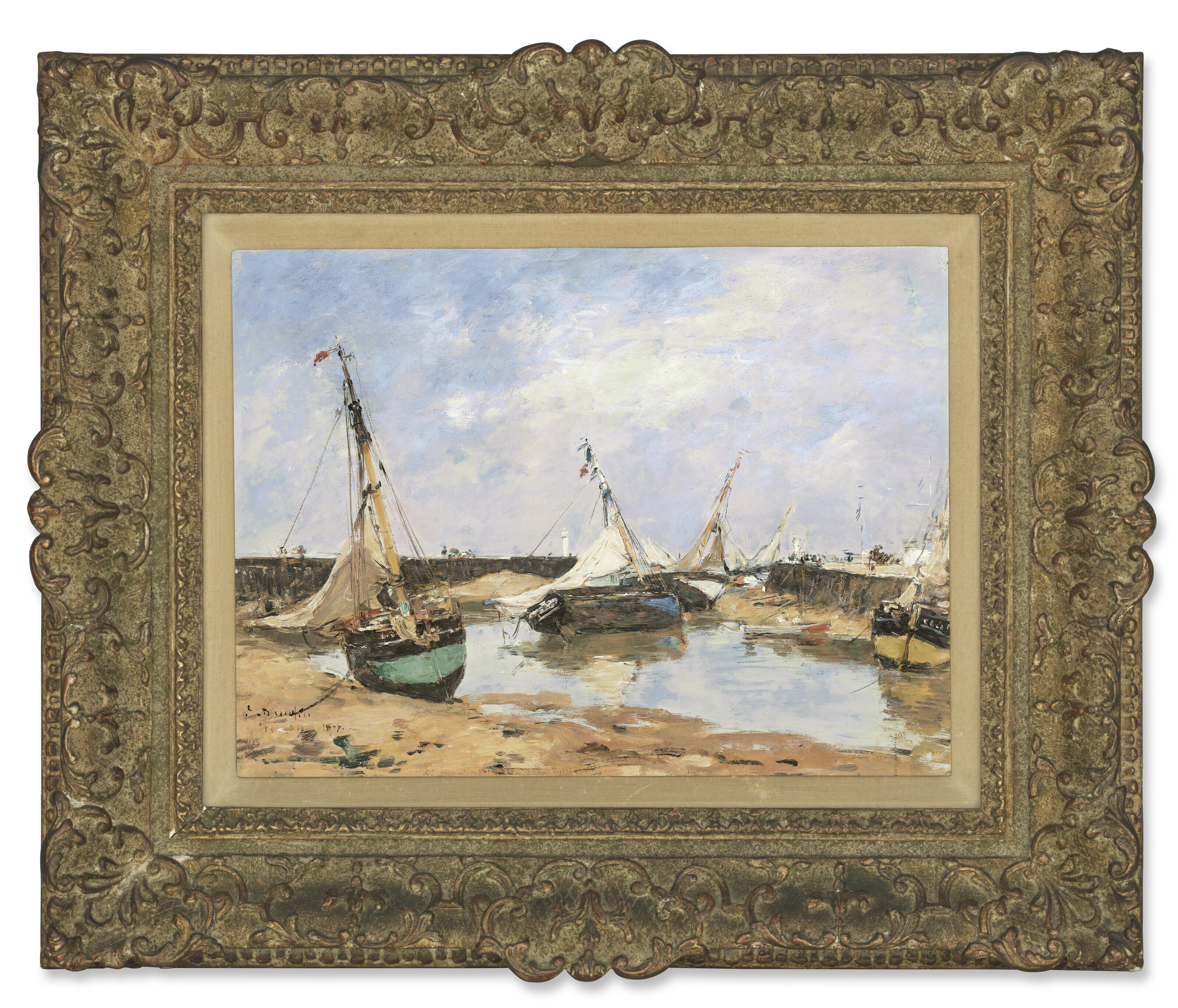 Eugène Boudin — Трувиль. Барки путешествуют по морю, изображение 2