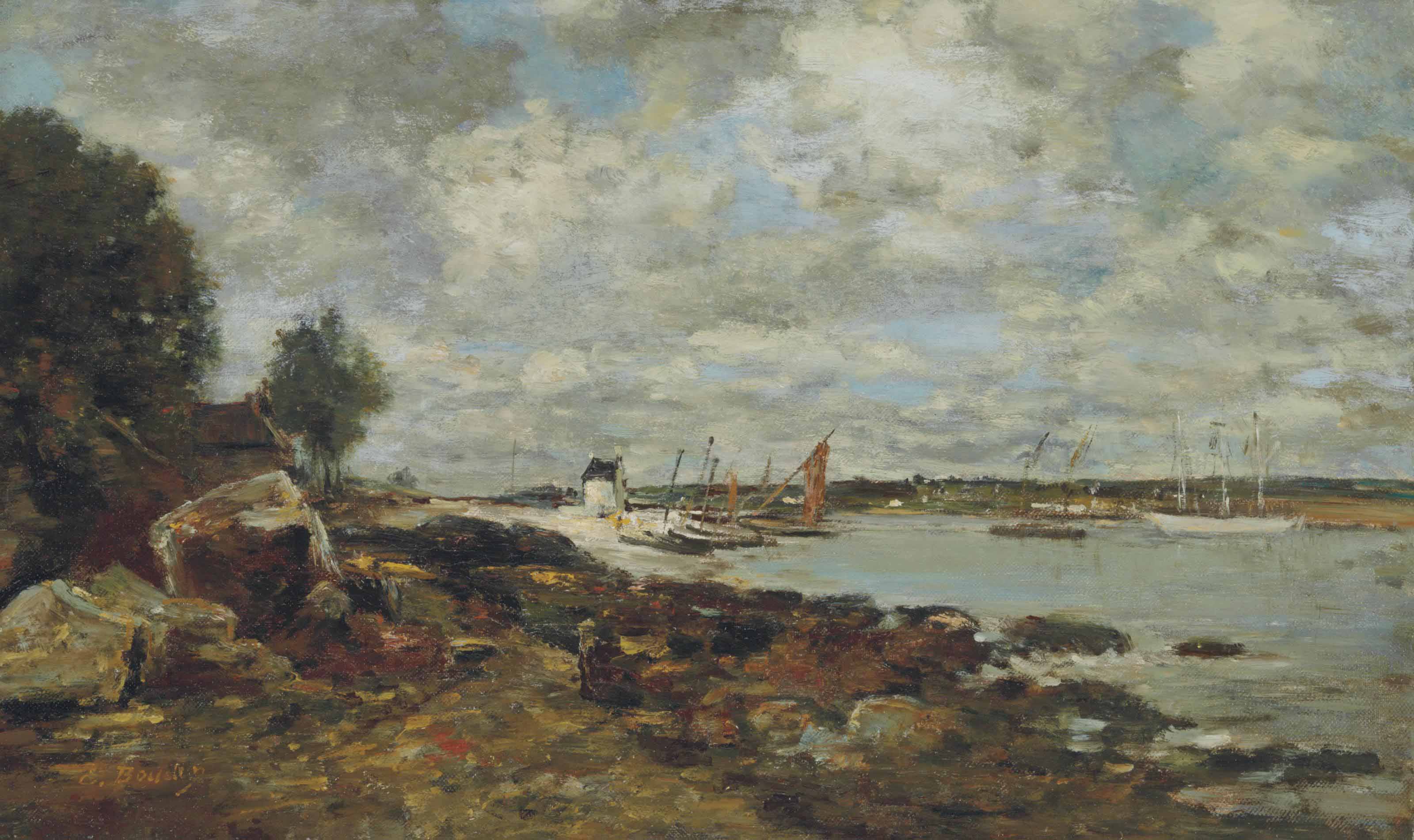 Eugène Boudin — Плугастель, река на берегу моря