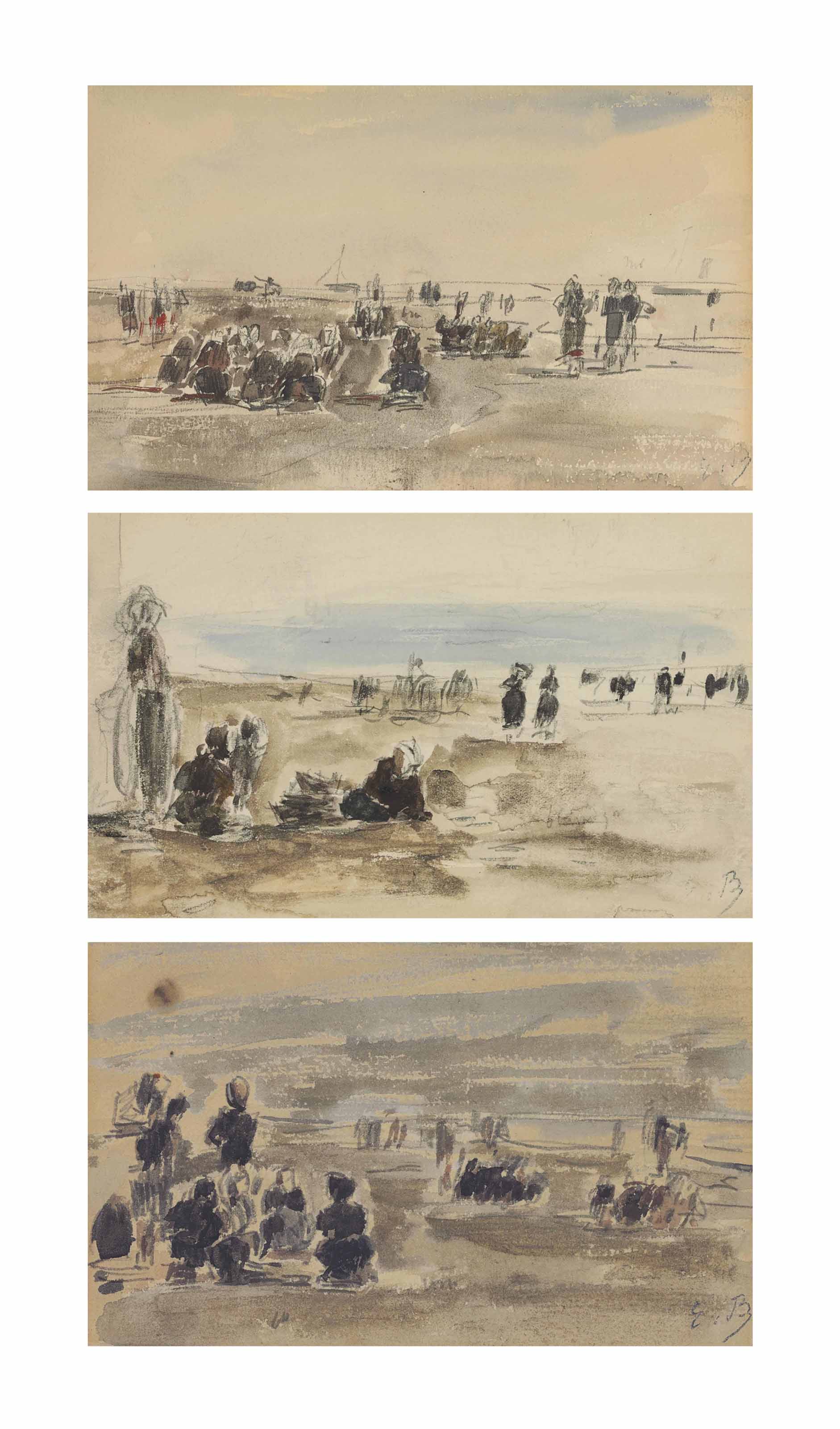 Eugène Boudin — Пещерки на пляже Берк