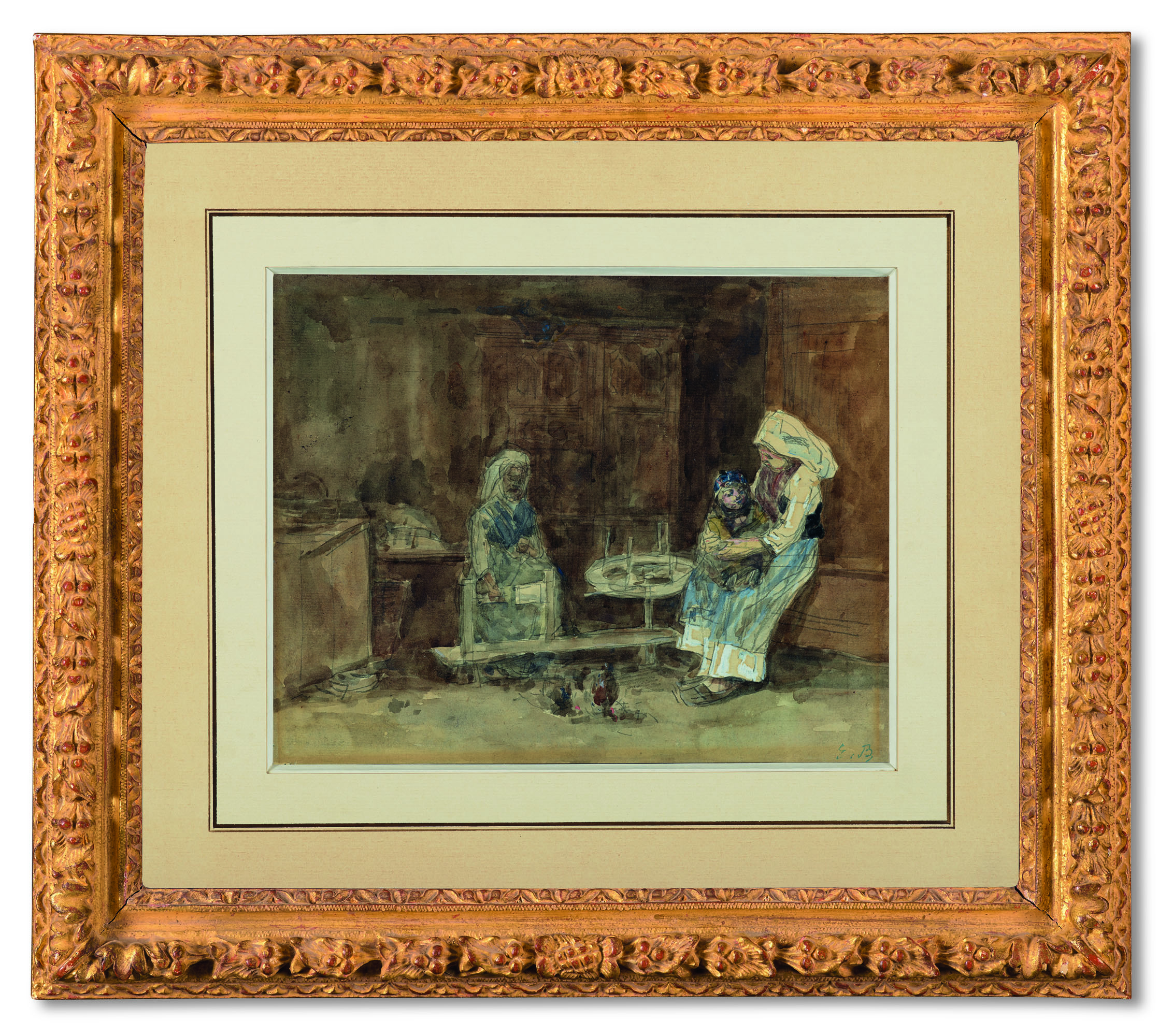Eugène Boudin — Бретонский интере, материнство ( спереди ) ; Этюды о вуалях и материнстве ( сзади ), изображение 3