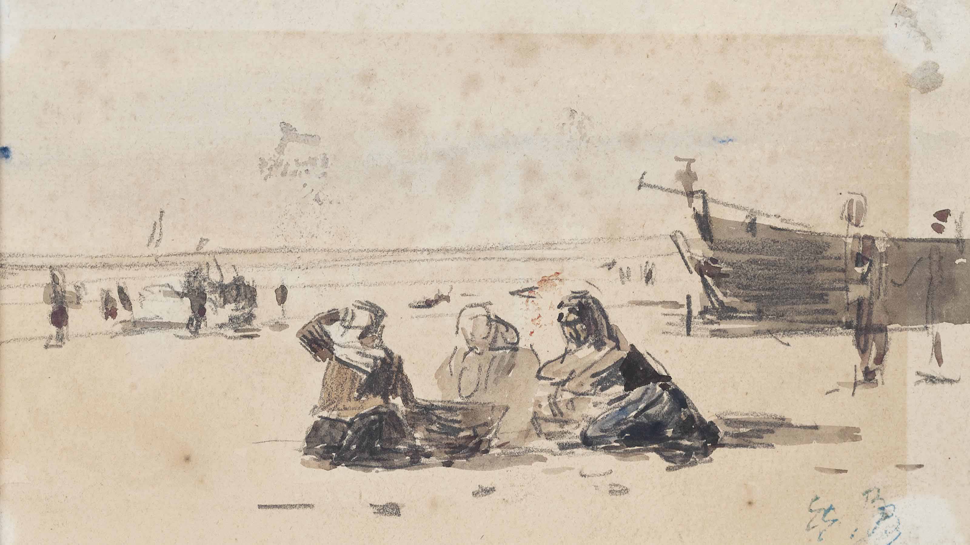 Eugène Boudin — Пляж Берк, маре-Бассе