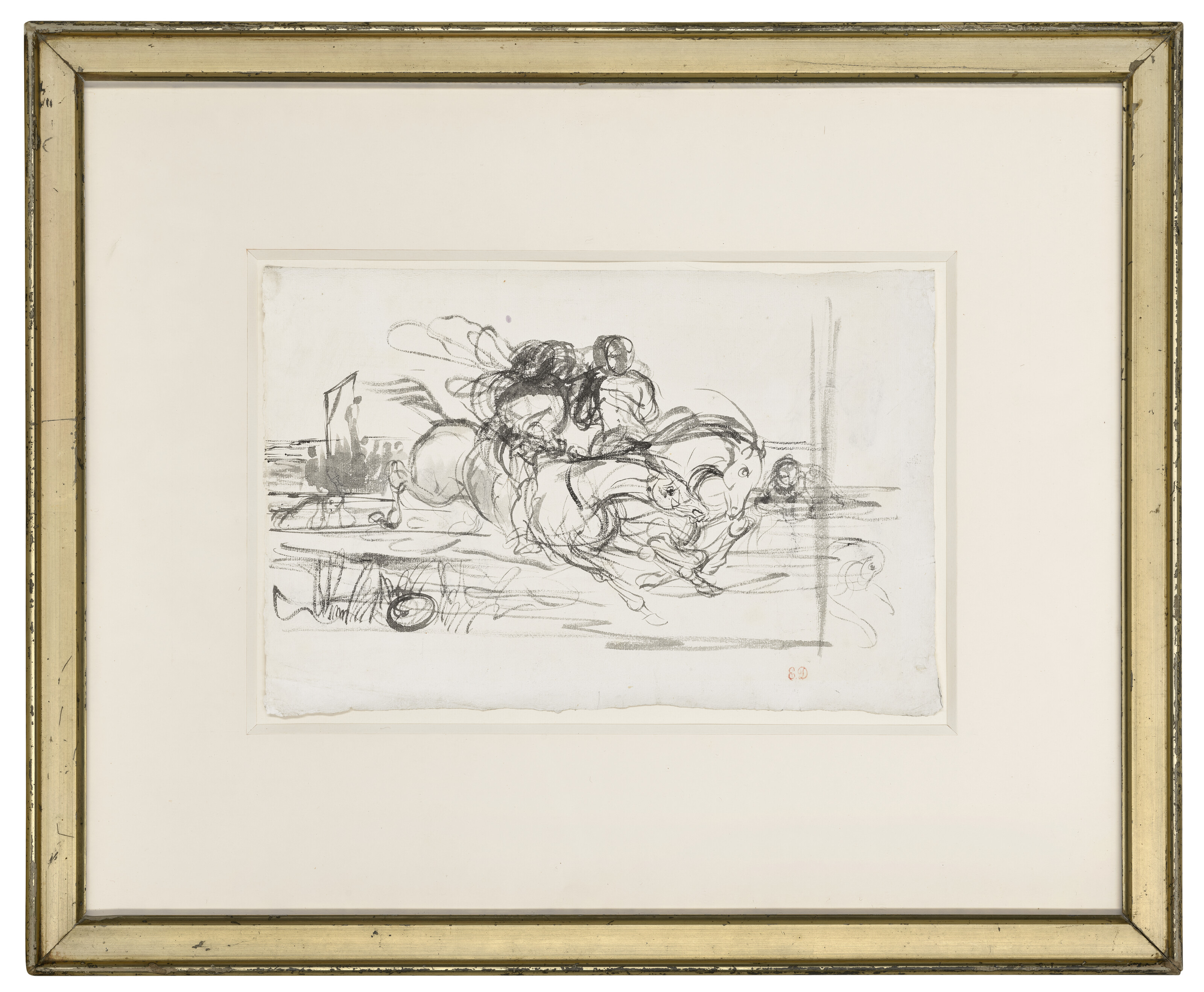 Eugène Delacroix — Фауст и Мефисто танцуют в ночь шабаша ( справа налево ); Этюды о лошадях ( оборотная сторона ), изображение 3