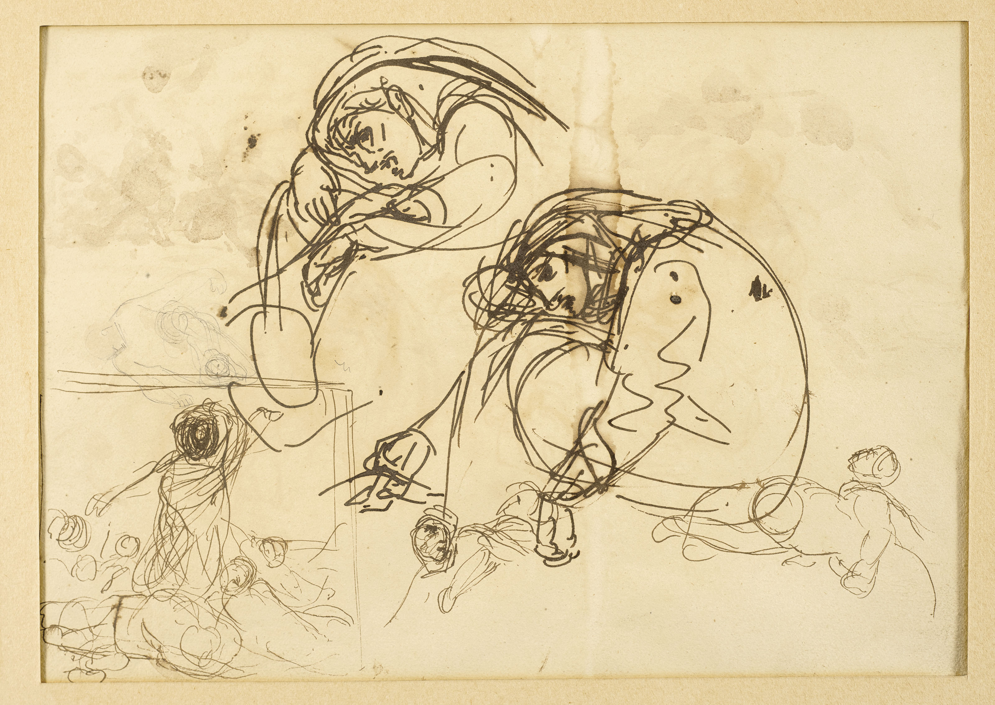 Eugène Delacroix — Женский образ, повторяющий образ взрослой женщины-воспоминания и этюд для женского дебюта в лифчиках, антураж фигур (спереди); Этюд фигур (сзади), изображение 2