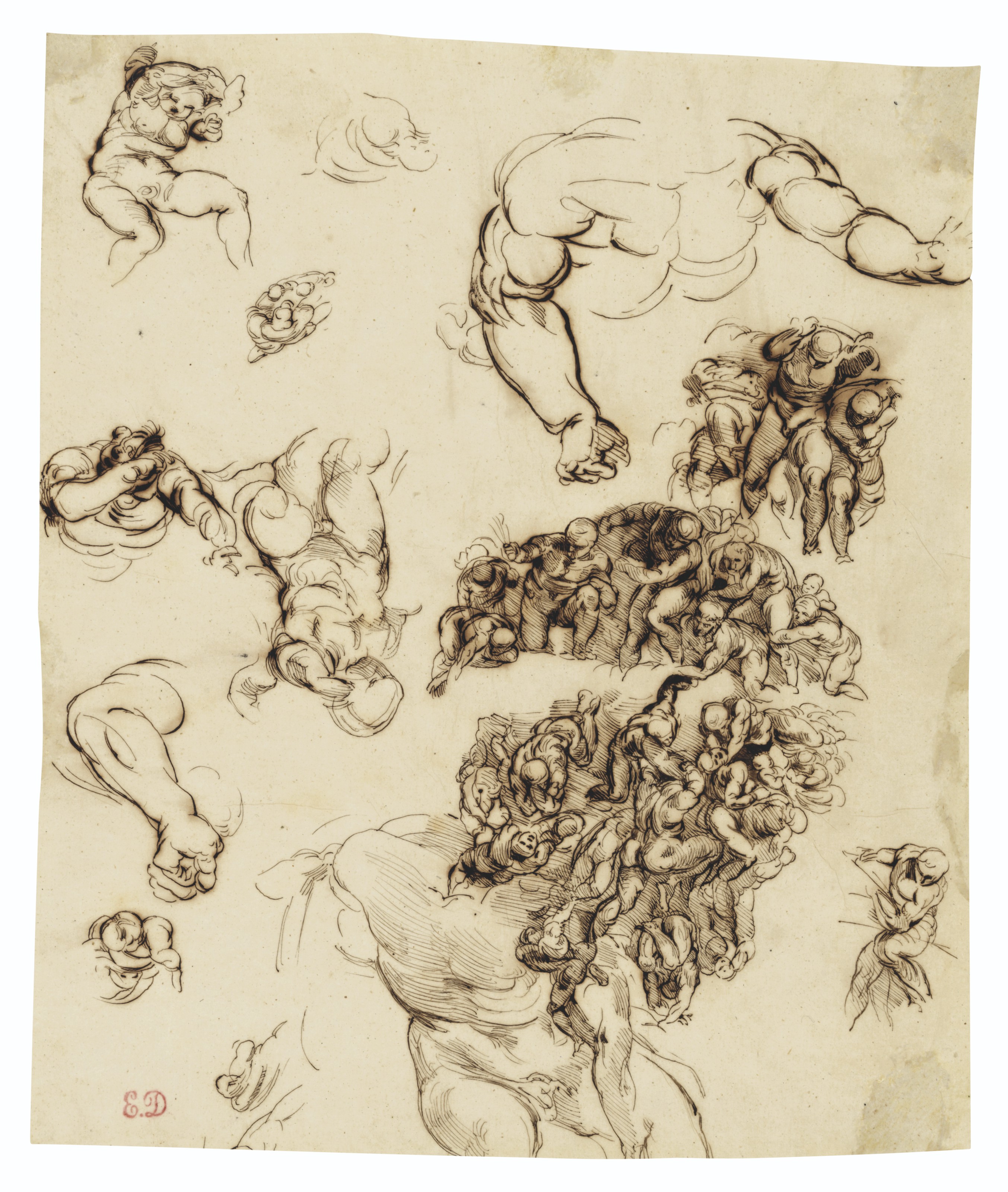 Eugène Delacroix — Этюды обнаженных фигур в честь Микеланджело