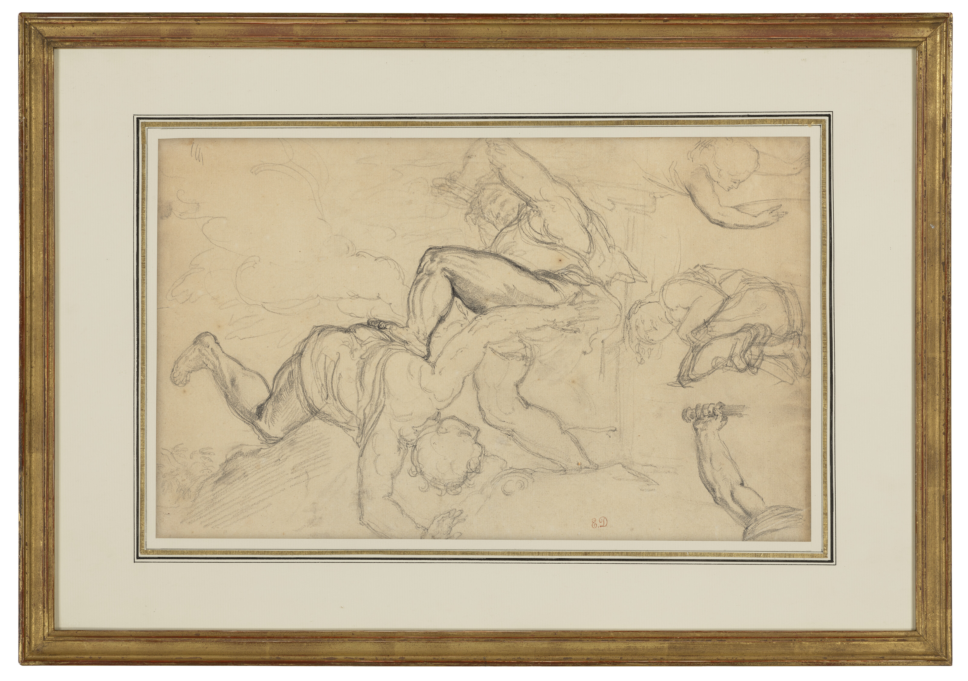 Eugène Delacroix — Изучение сражающихся и падающих фигур, изображение 2