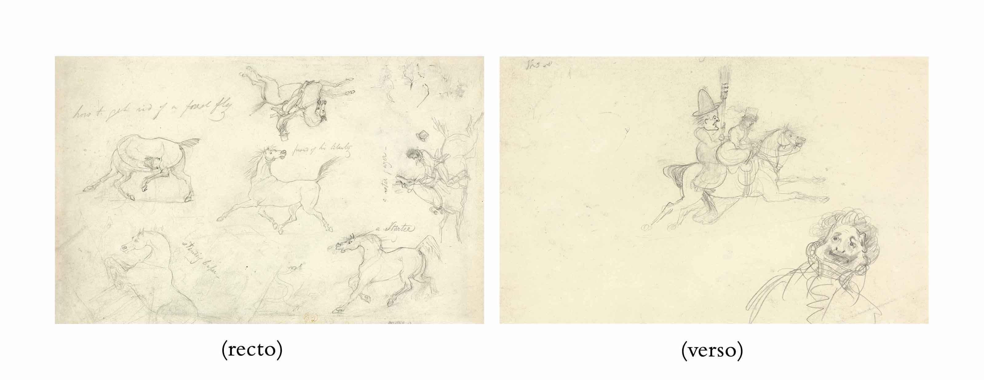 Eugène Delacroix — Этюды с фигурами, лошадьми и змеей (спереди и сзади )