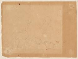 Eugène Delacroix — Четыре исследования фигур бедуинов и три исследования голов; а также два исследования сидящих мужчин, изображение 2