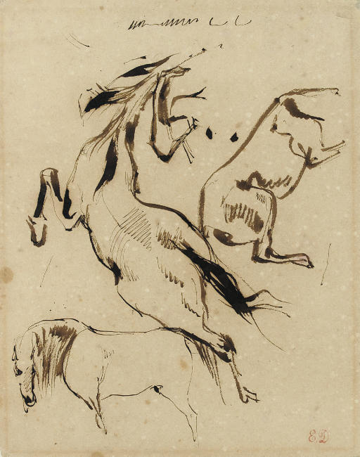 Eugène Delacroix — Этюды о трех лошадях