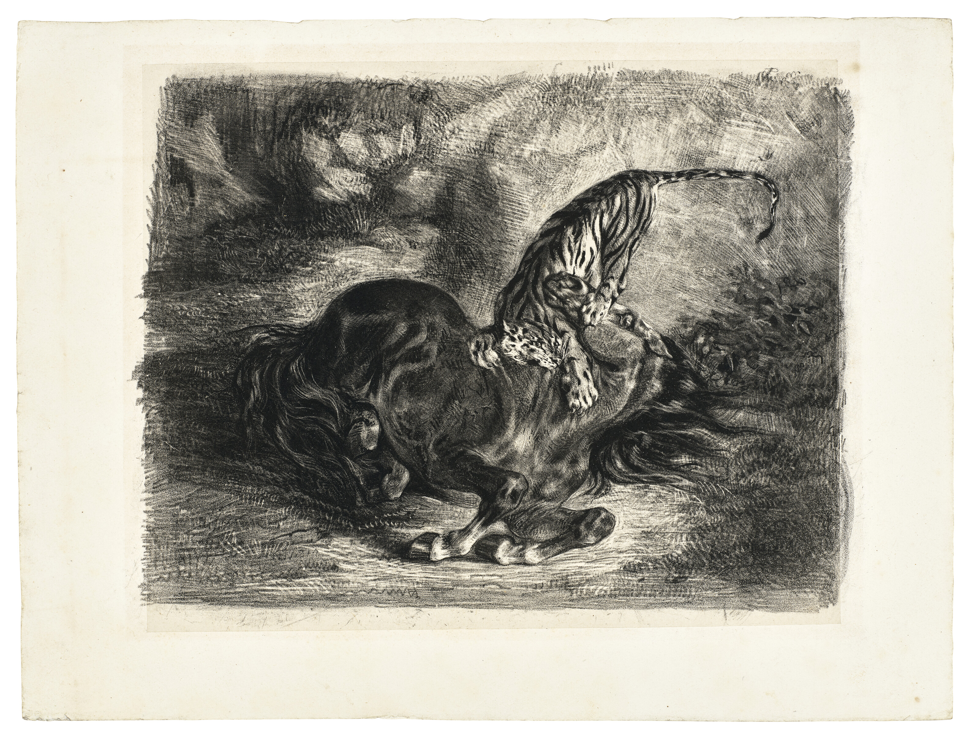 Eugène Delacroix — Шевалье соваж на террасе у тигра
