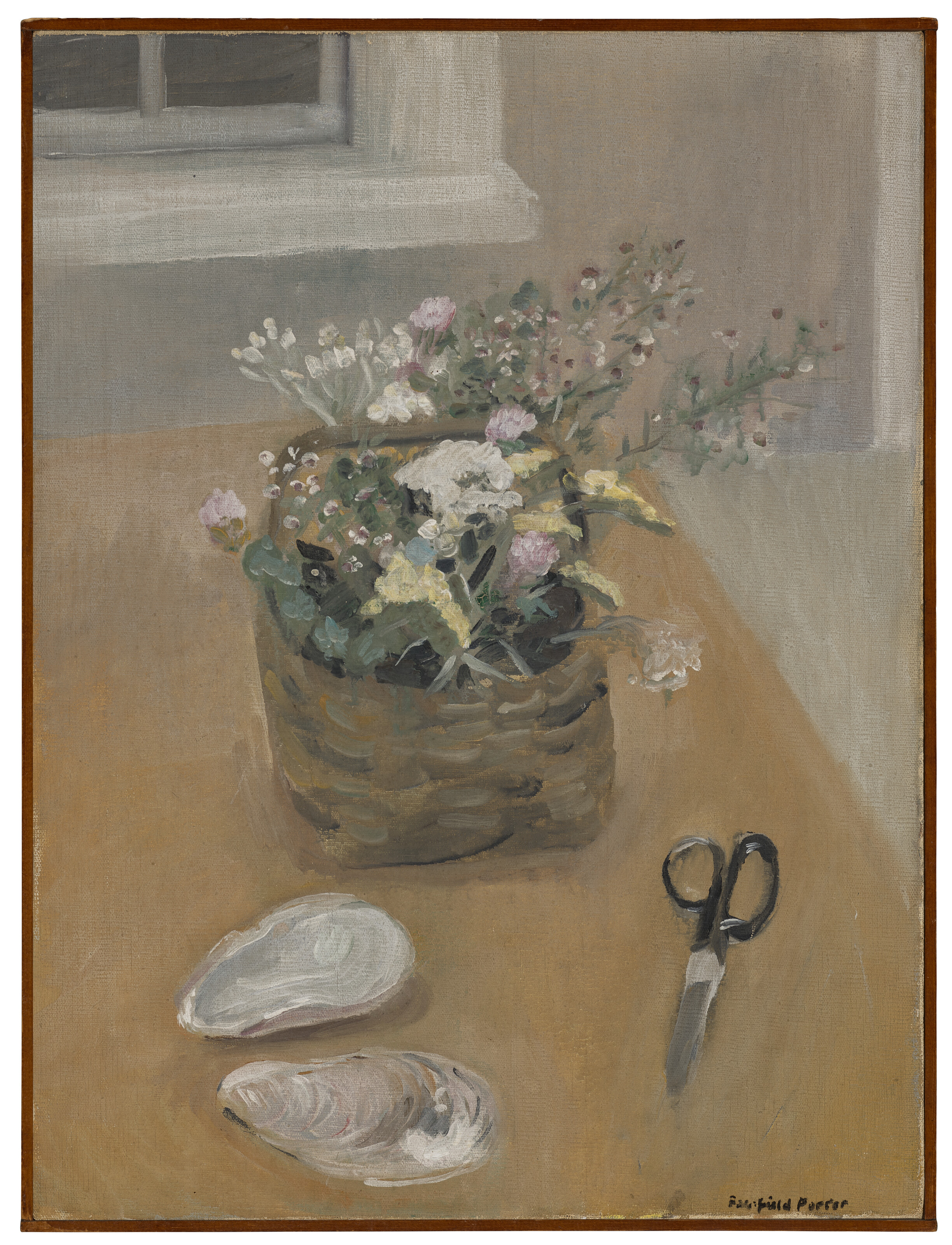 Fairfield Porter — Натюрморт с цветочной корзиной, ракушками, ножницами, изображение 2