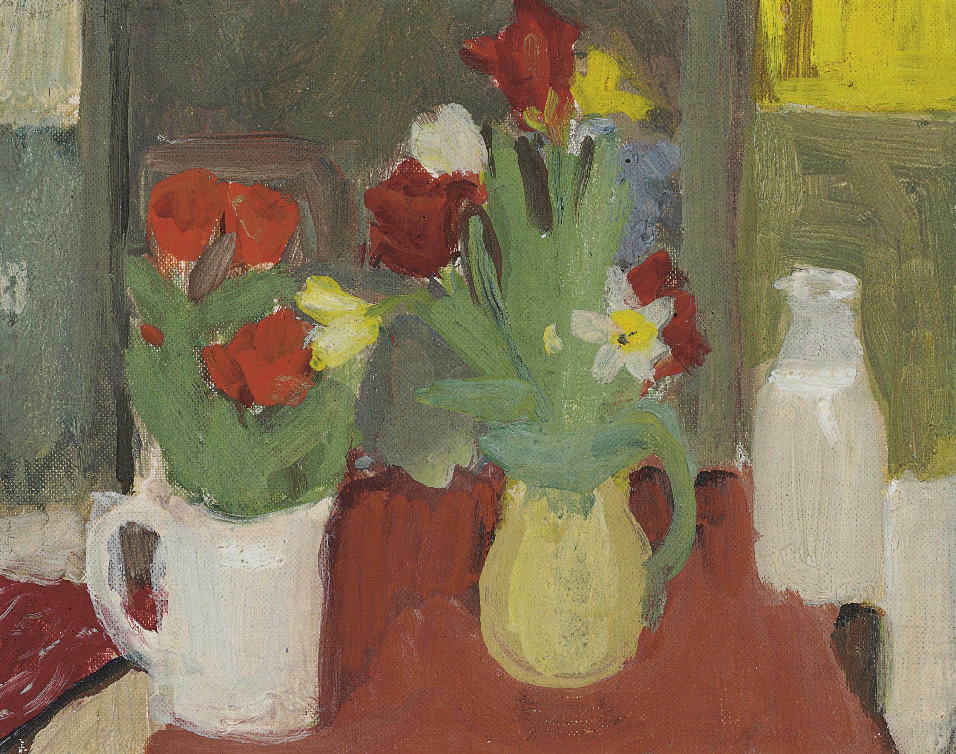 Fairfield Porter — Тюльпаны и бутылка молока №1