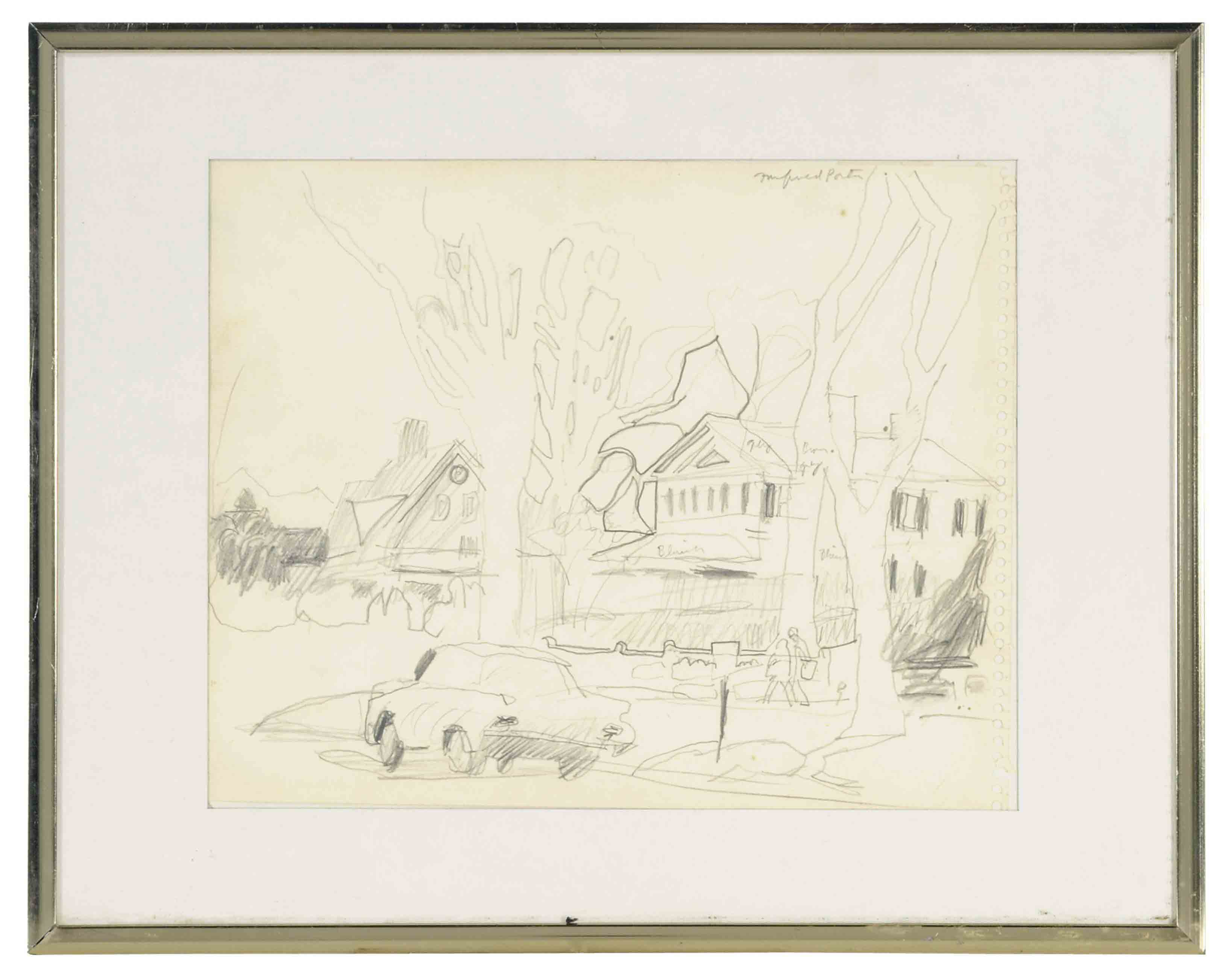 Fairfield Porter — Набросок автомобиля на улице в Саутгемптоне