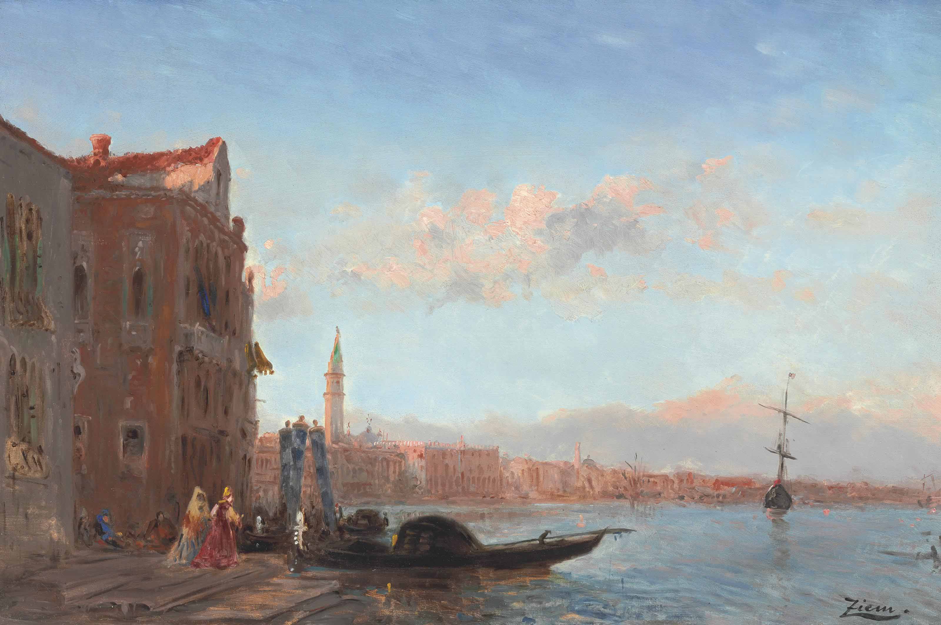 Felix Ziem — Персонал, занимающийся сортировкой во дворце, Канал делла Грация