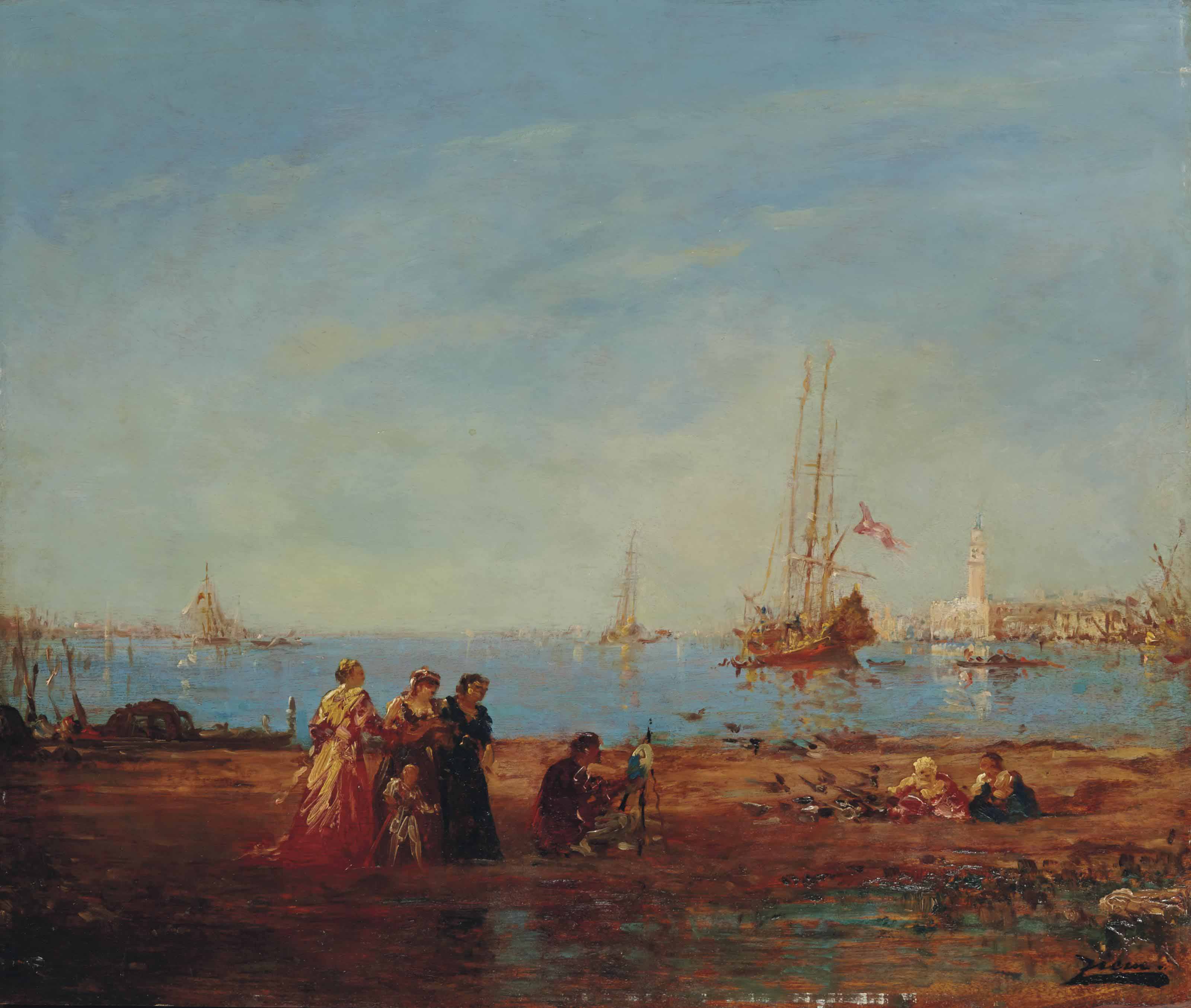Felix Ziem — Отель Le peintre devant le grand bassin, Венеция