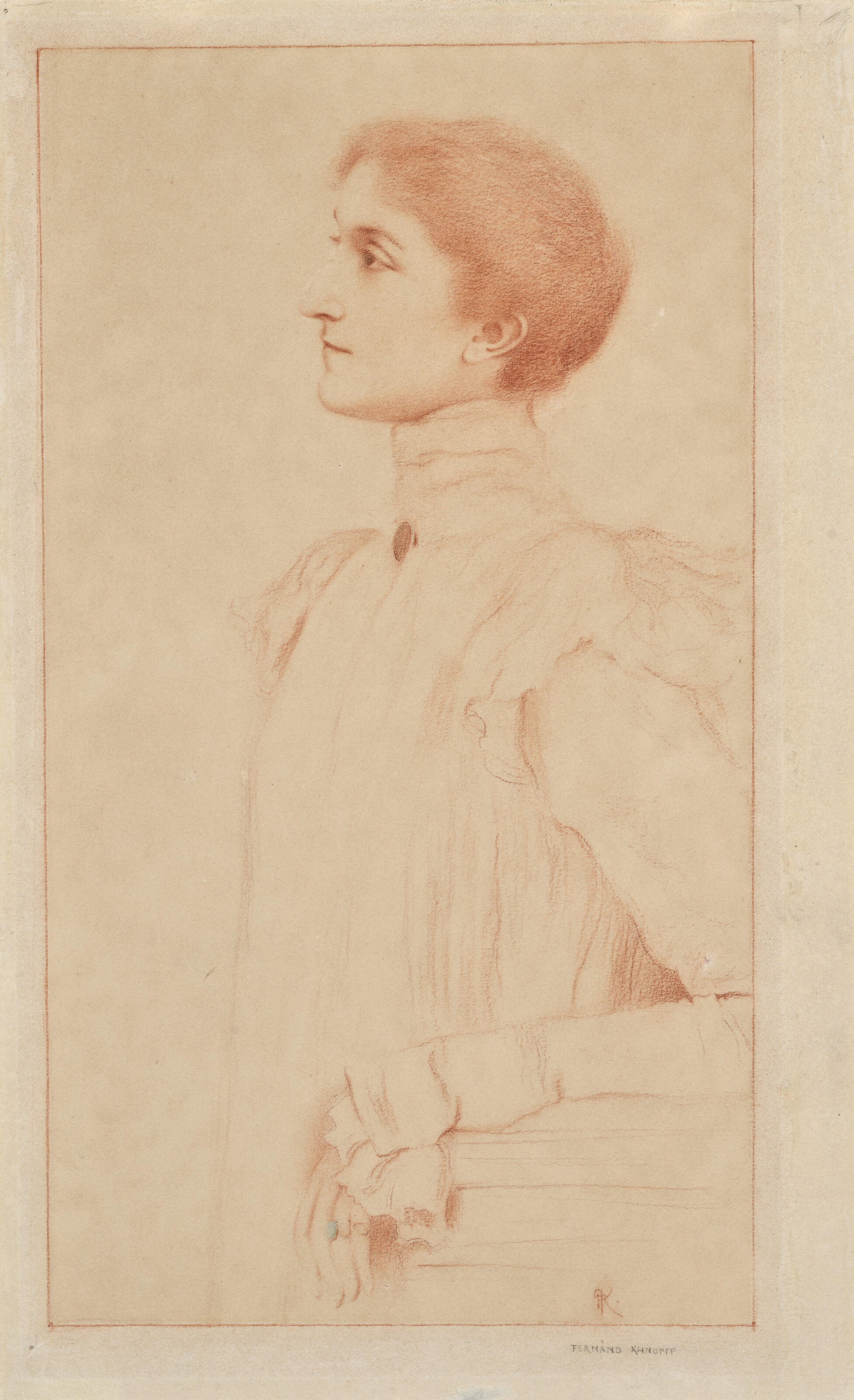 Fernand Khnopff — Портрет Марии Вердюссен в полный рост, в профиль