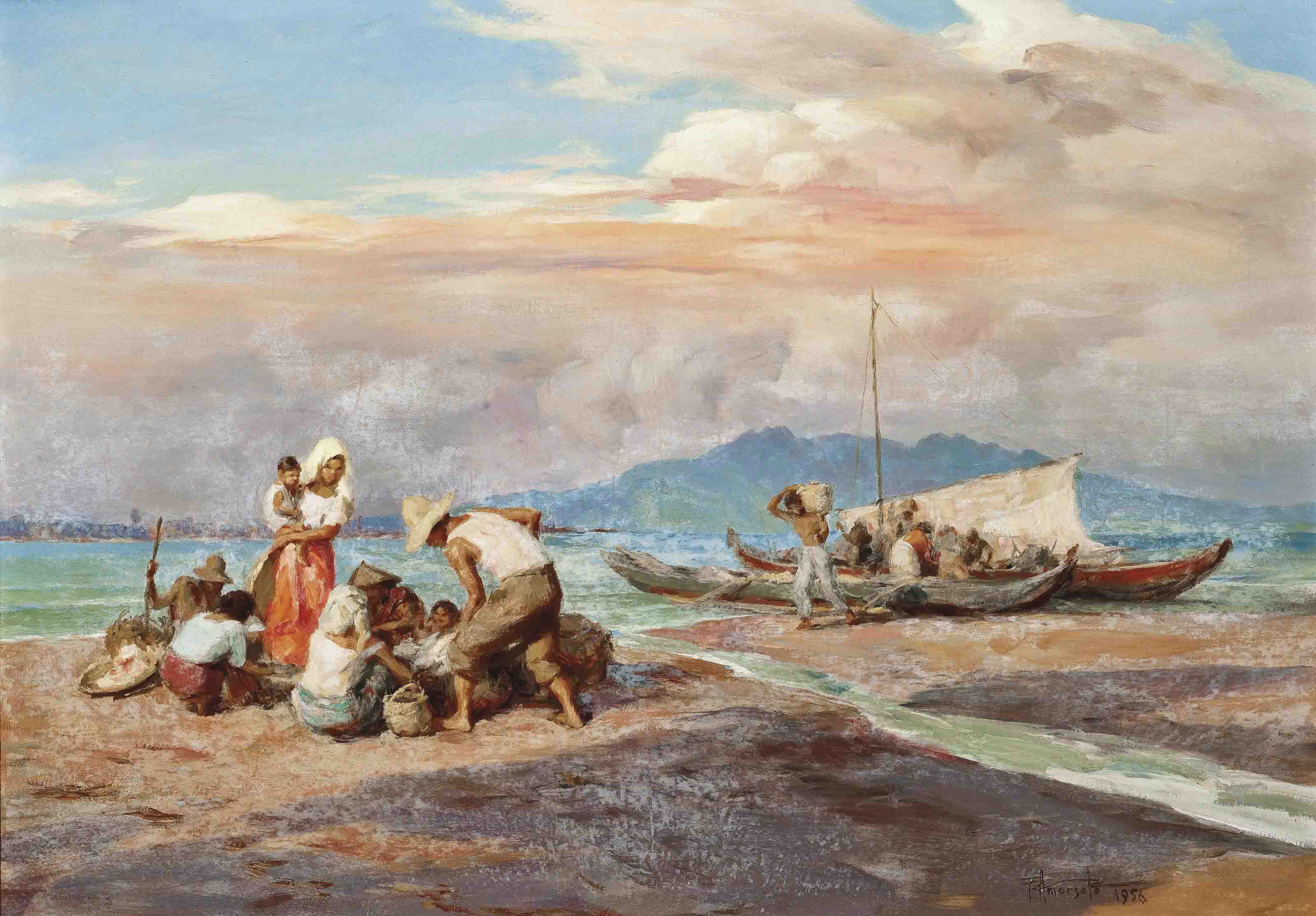 Fernando Amorsolo — Выгрузка дневного улова