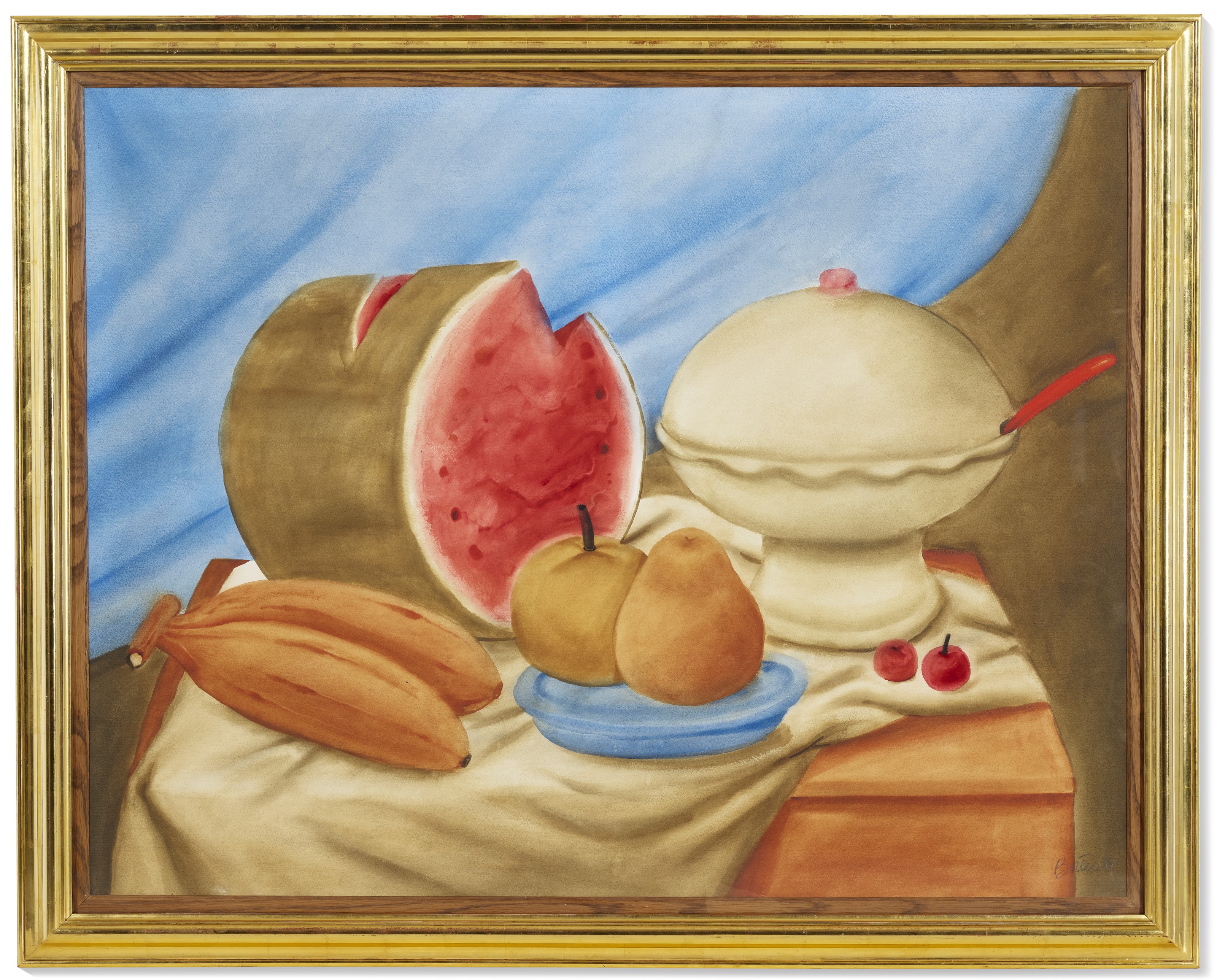 Fernando Botero — Натюрморт с супницей и арбузом, изображение 2