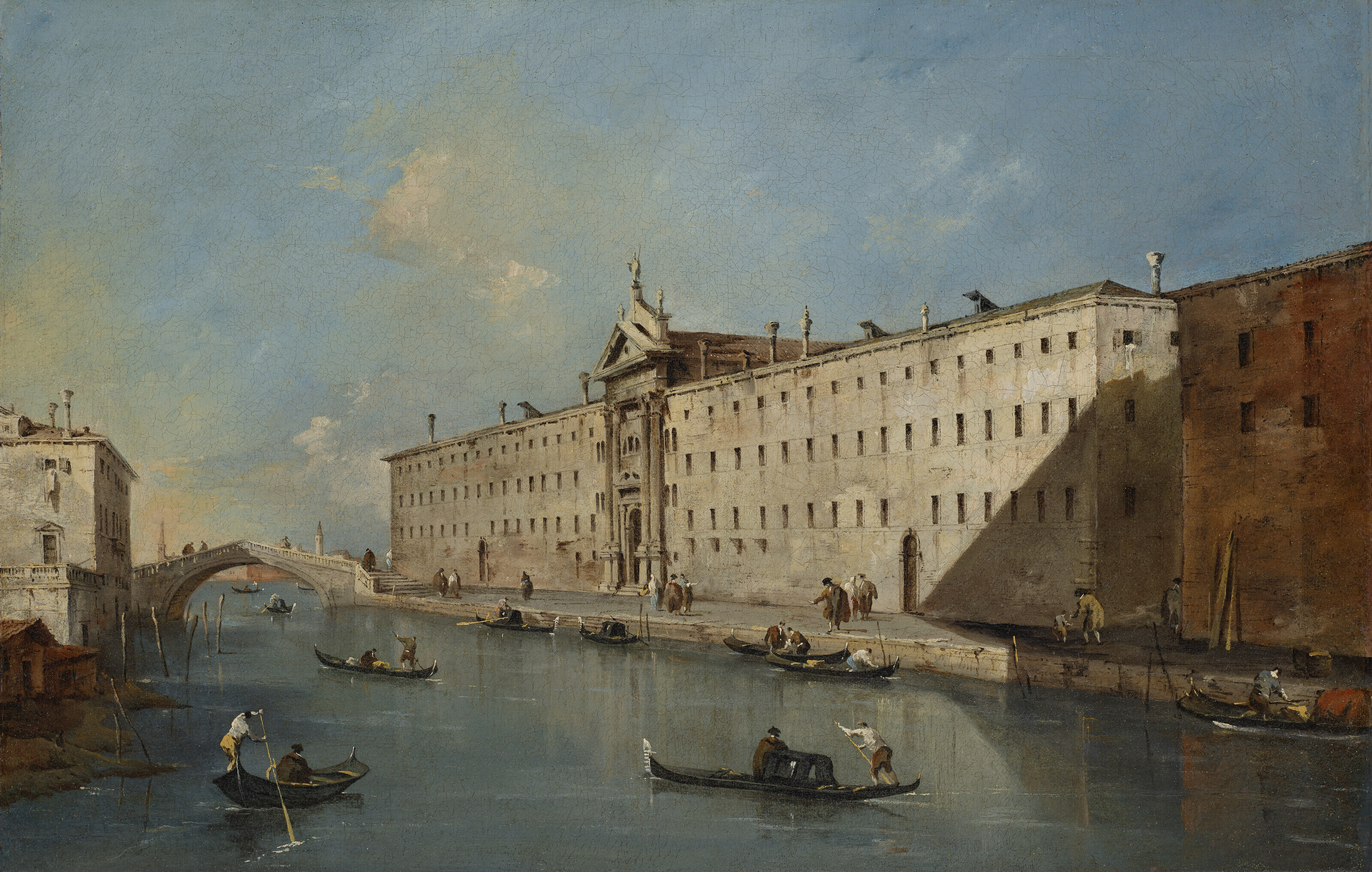 Francesco Guardi — Венеция, Рио-деи-Мендиканти, смотрящая на север, с церковью Сан-Лаззаро-деи-Мендиканти, изображение 1