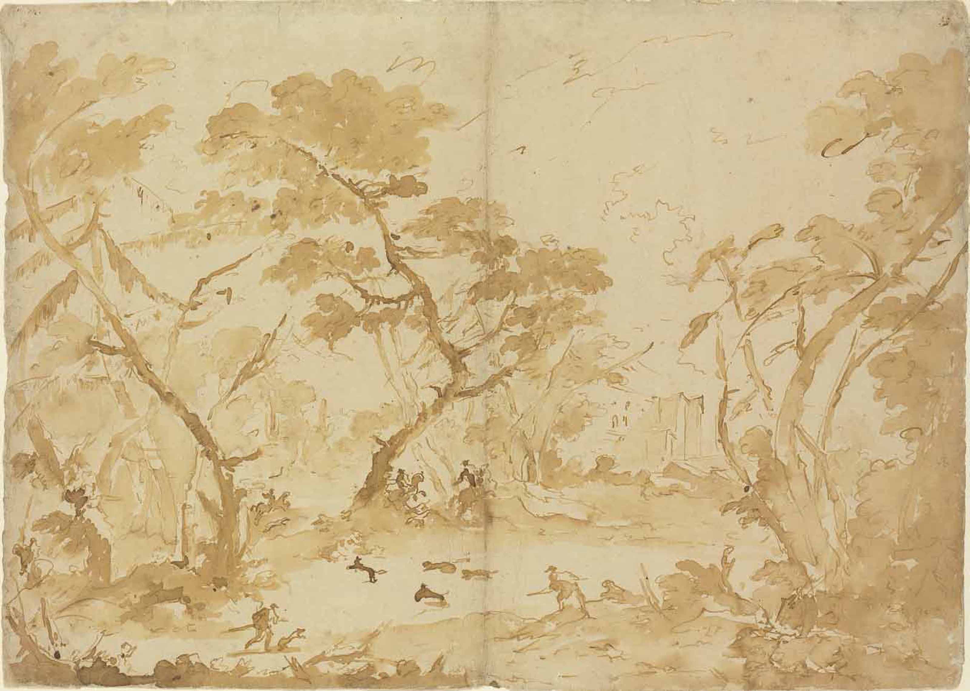 Francesco Guardi — Охотничий отряд в лесу