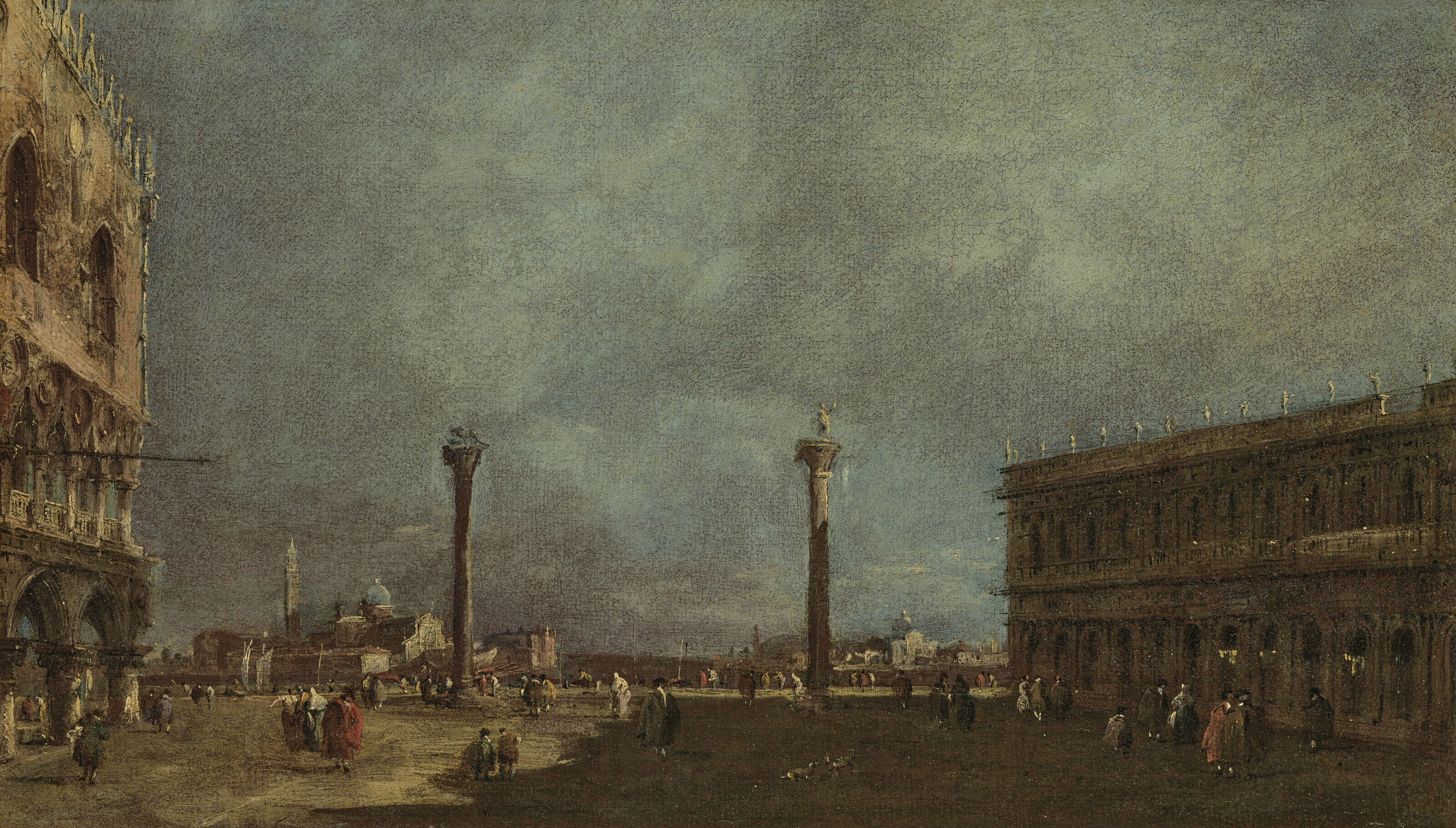 Francesco Guardi — Венеция, площадь Пьяццетта, обращенная на юг, с видом на дворец дожей и библиотеку Марчиана, остров Сан-Джорджо Маджоре за ее пределами., изображение 1