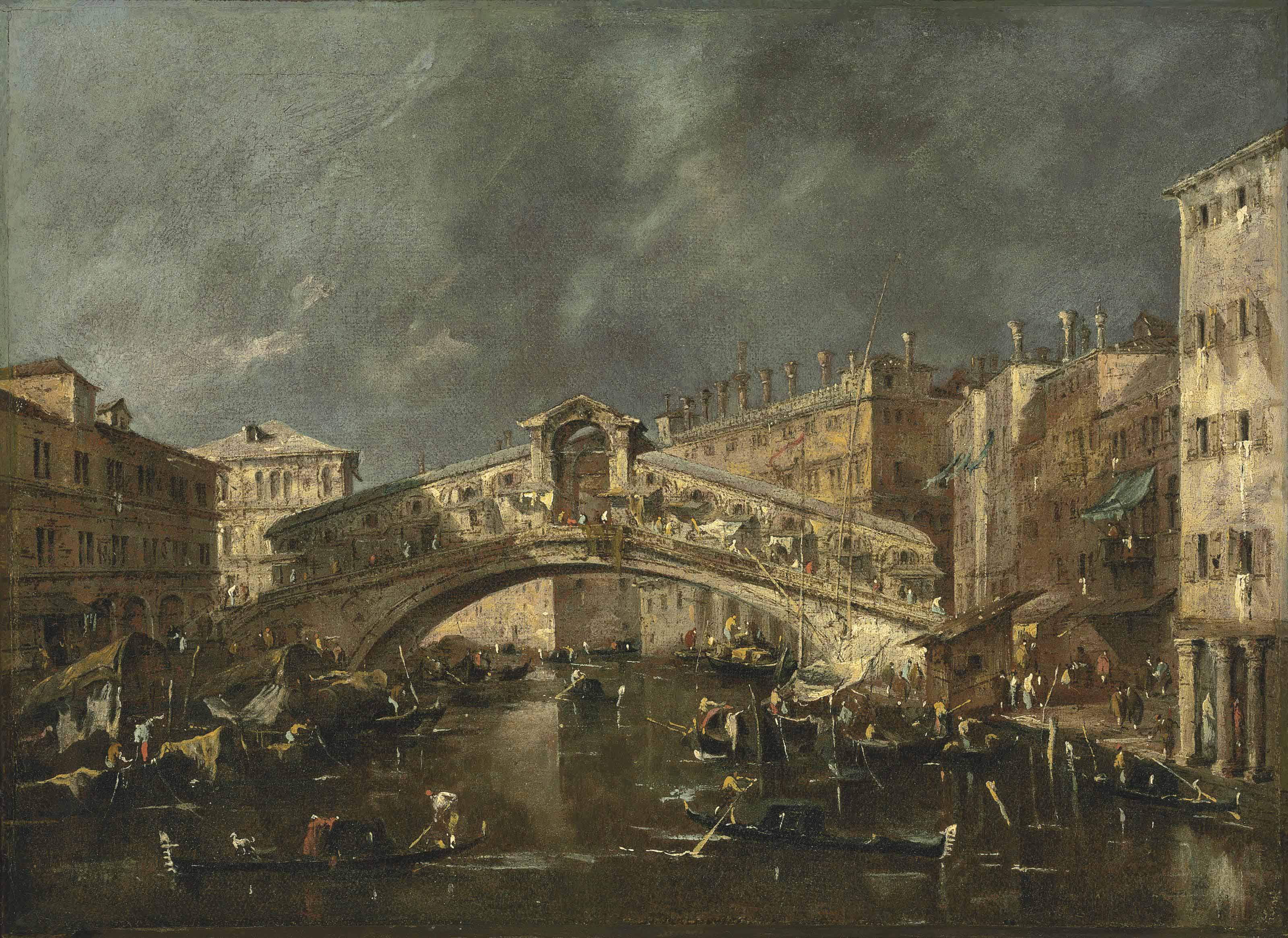 Francesco Guardi — Большой канал в Венеции, вид на мост Риальто