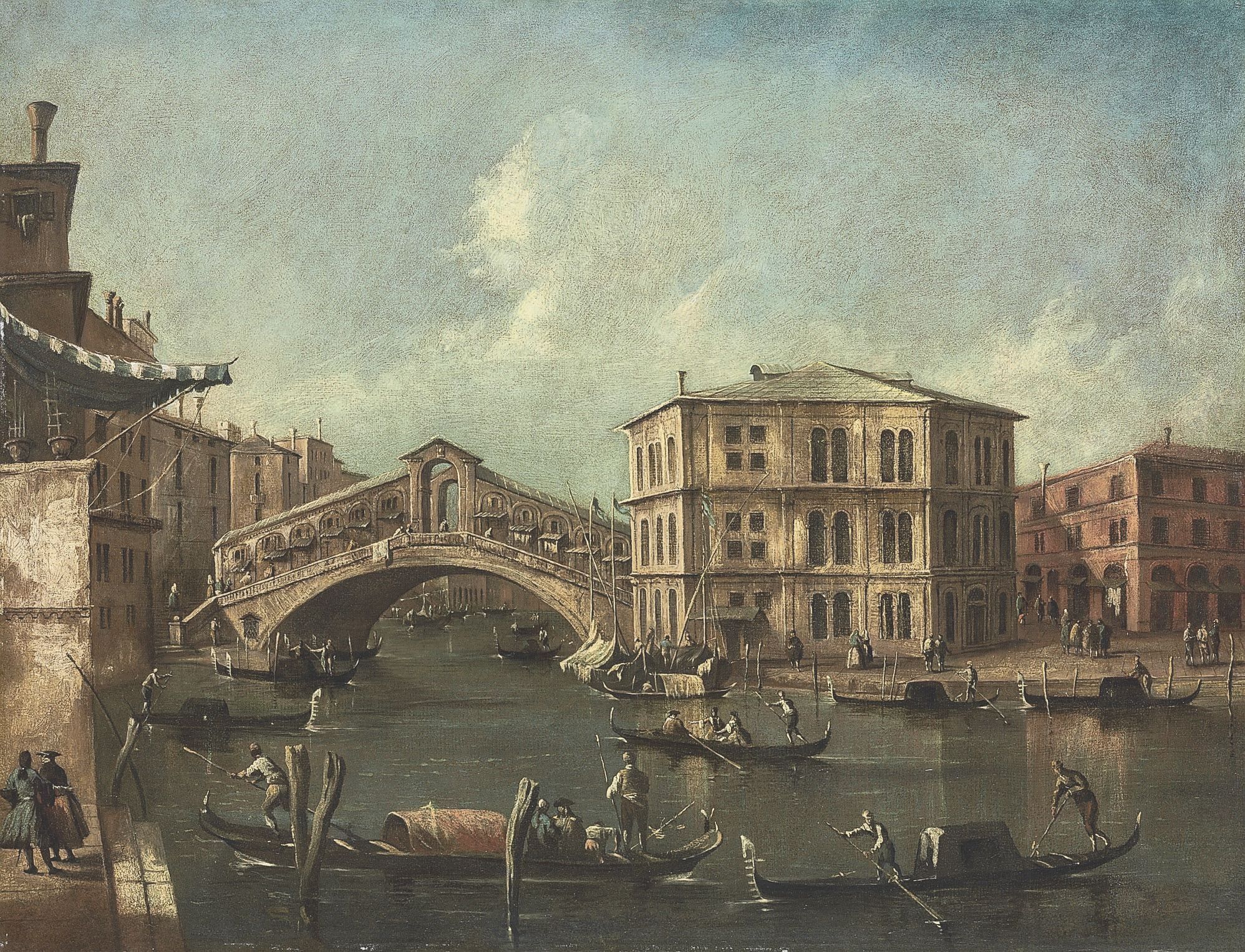 Francesco Guardi — Гранд-канал в Венеции, смотрящий на юг, с мостом Риальто и Палаццо деи Камерленги
