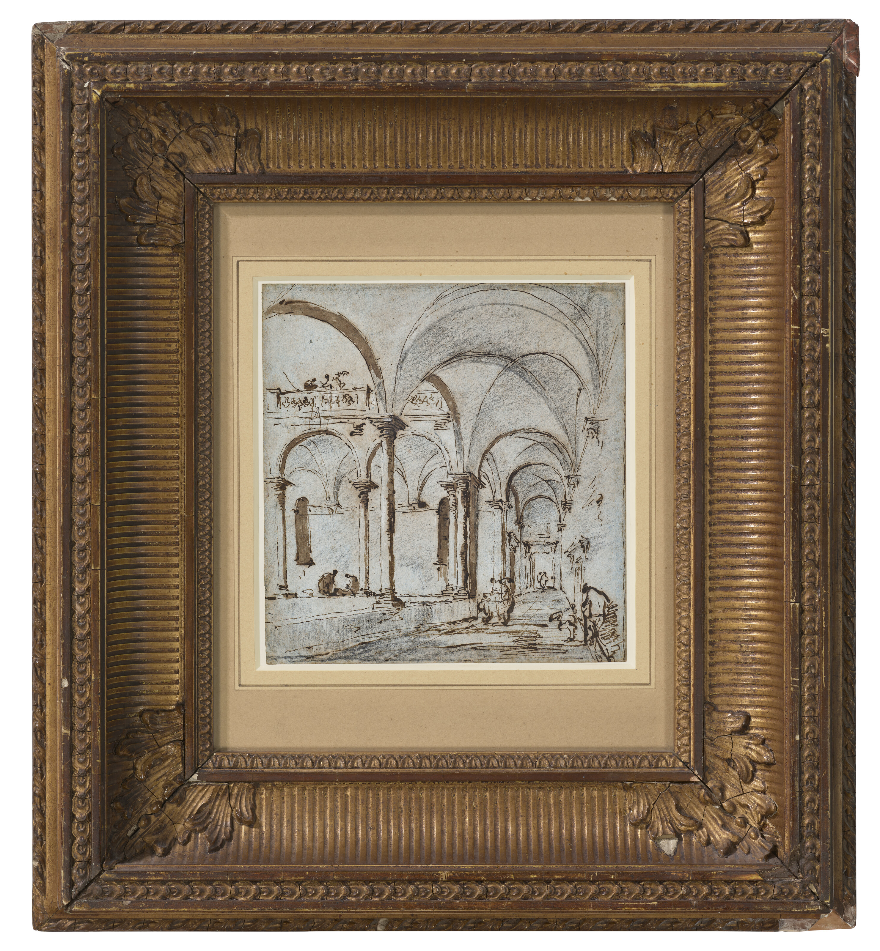 Francesco Guardi — Сводчатый внутренний двор с фигурами, изображение 2