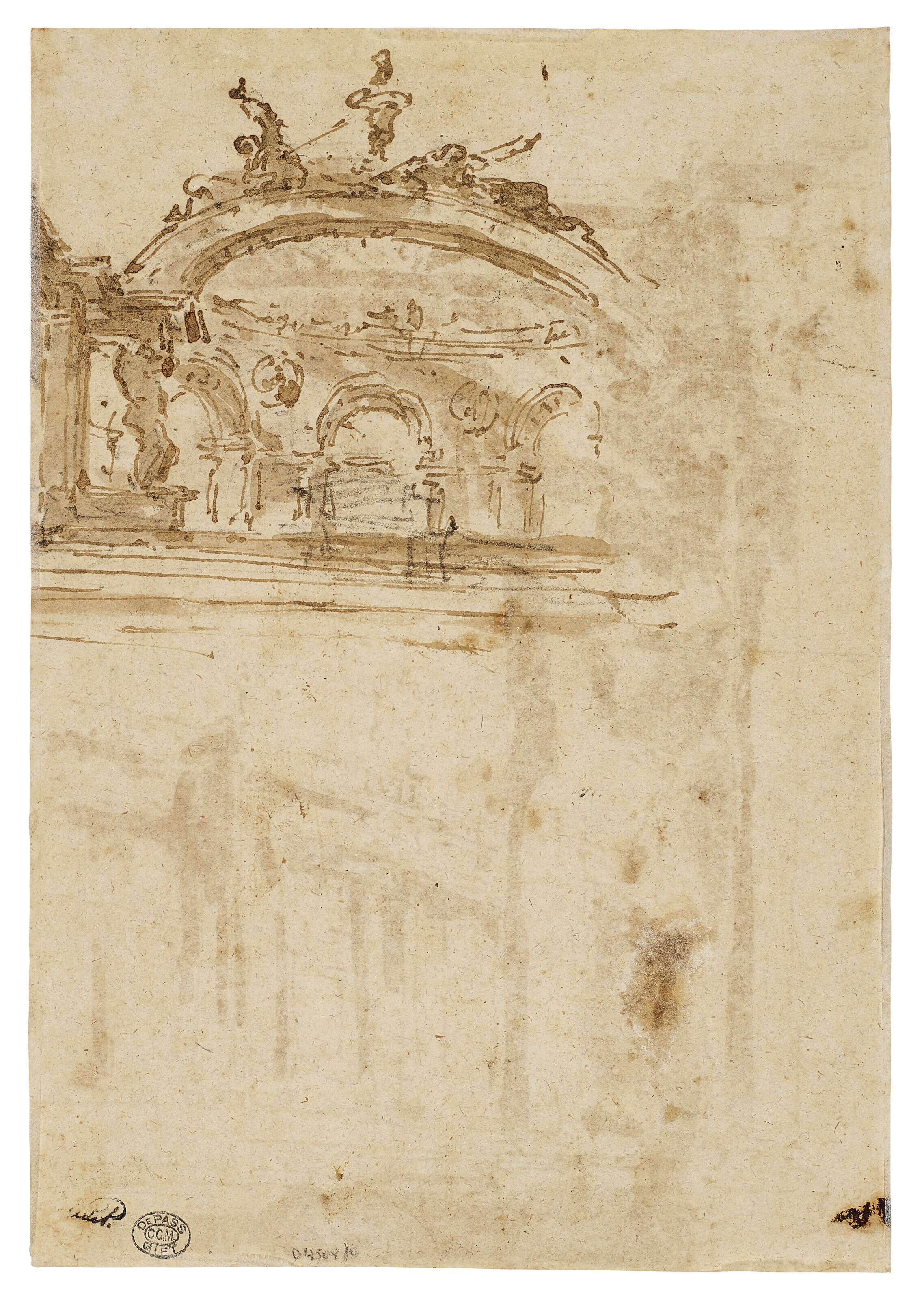 Francesco Guardi — Архитектурное каприччио с аркой и навесом (recto); Архитектурный этюд (verso), изображение 2