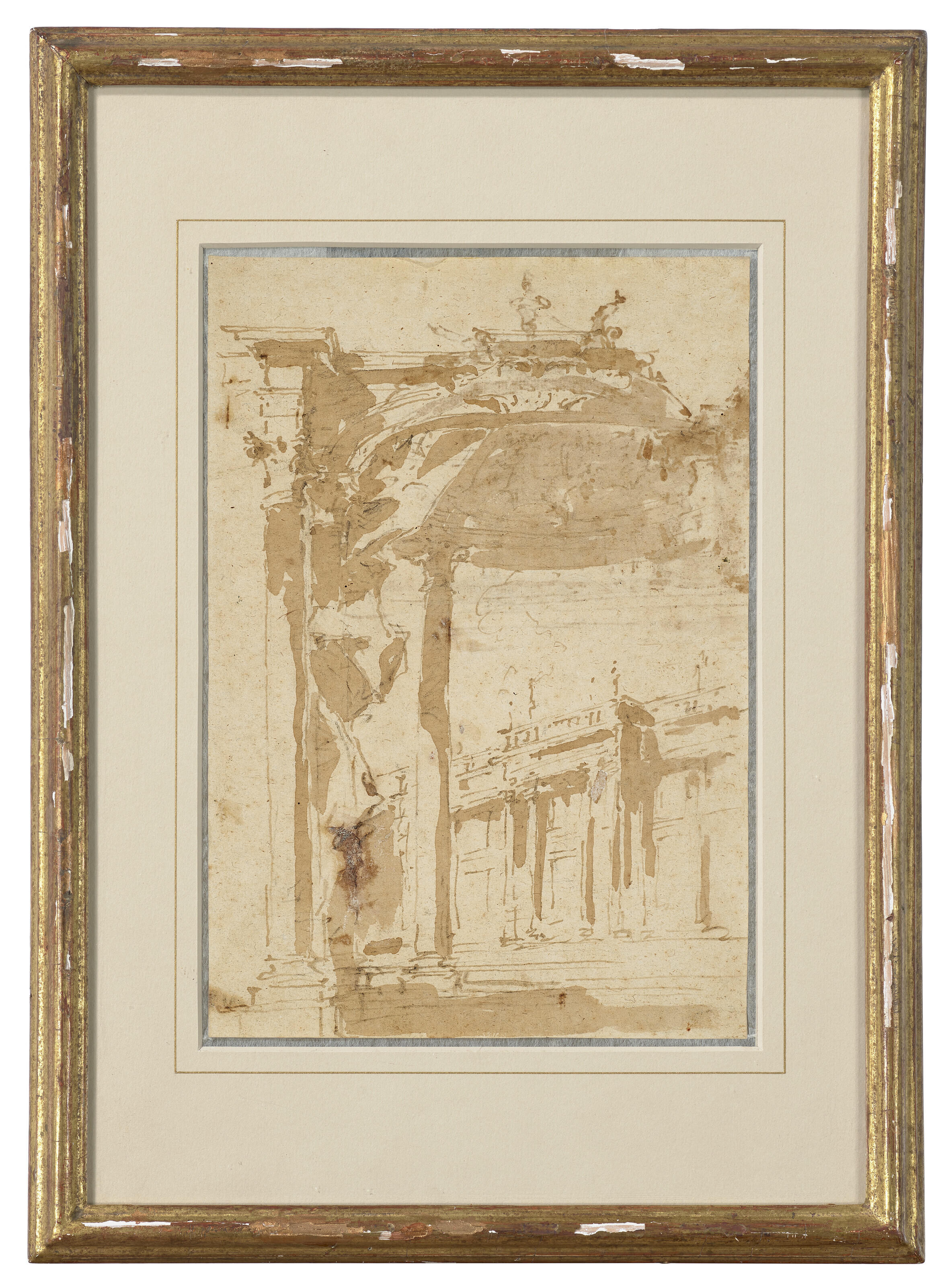 Francesco Guardi — Архитектурное каприччио с аркой и навесом (recto); Архитектурный этюд (verso), изображение 3