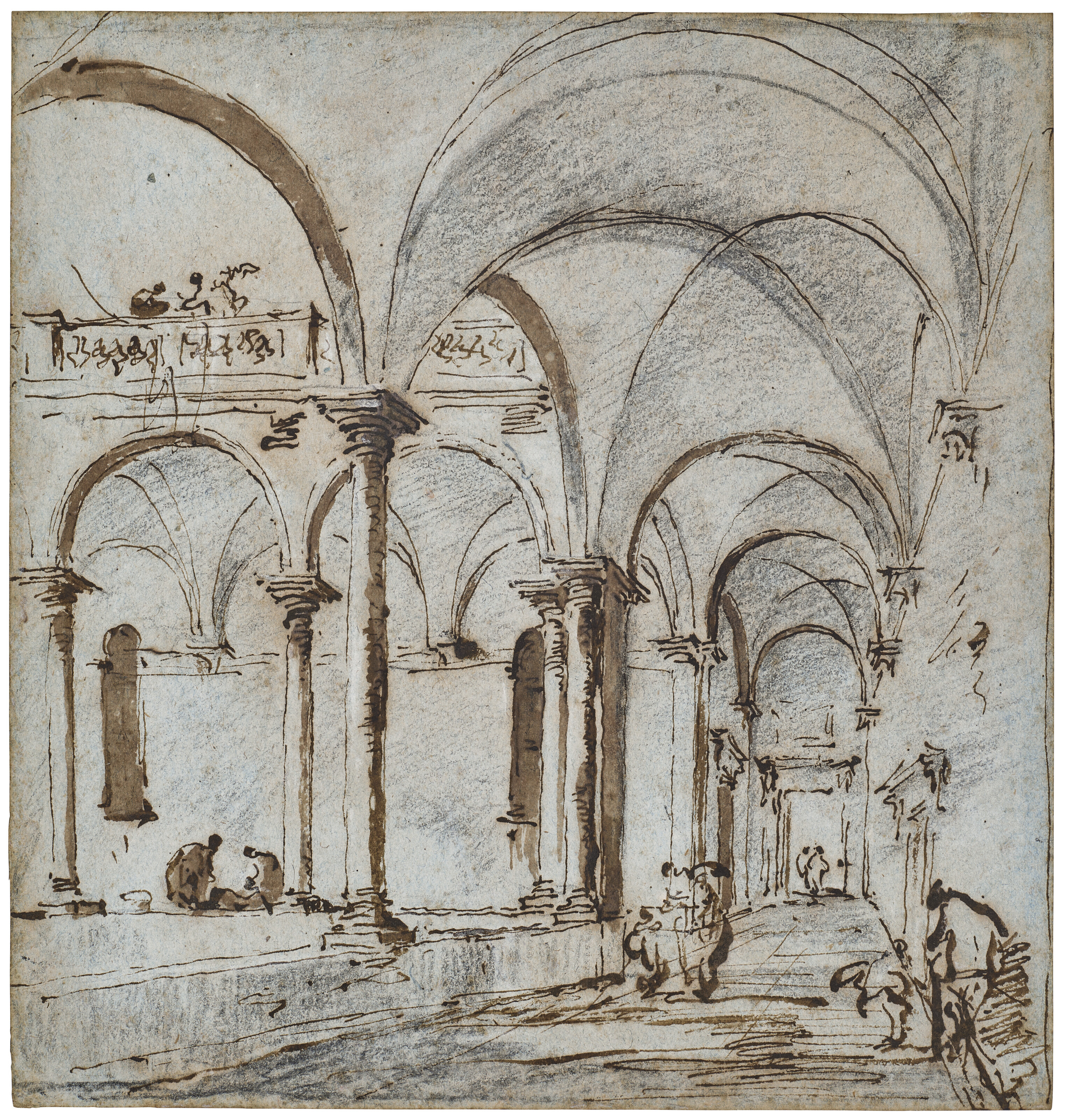 Francesco Guardi — Сводчатый внутренний двор с фигурами