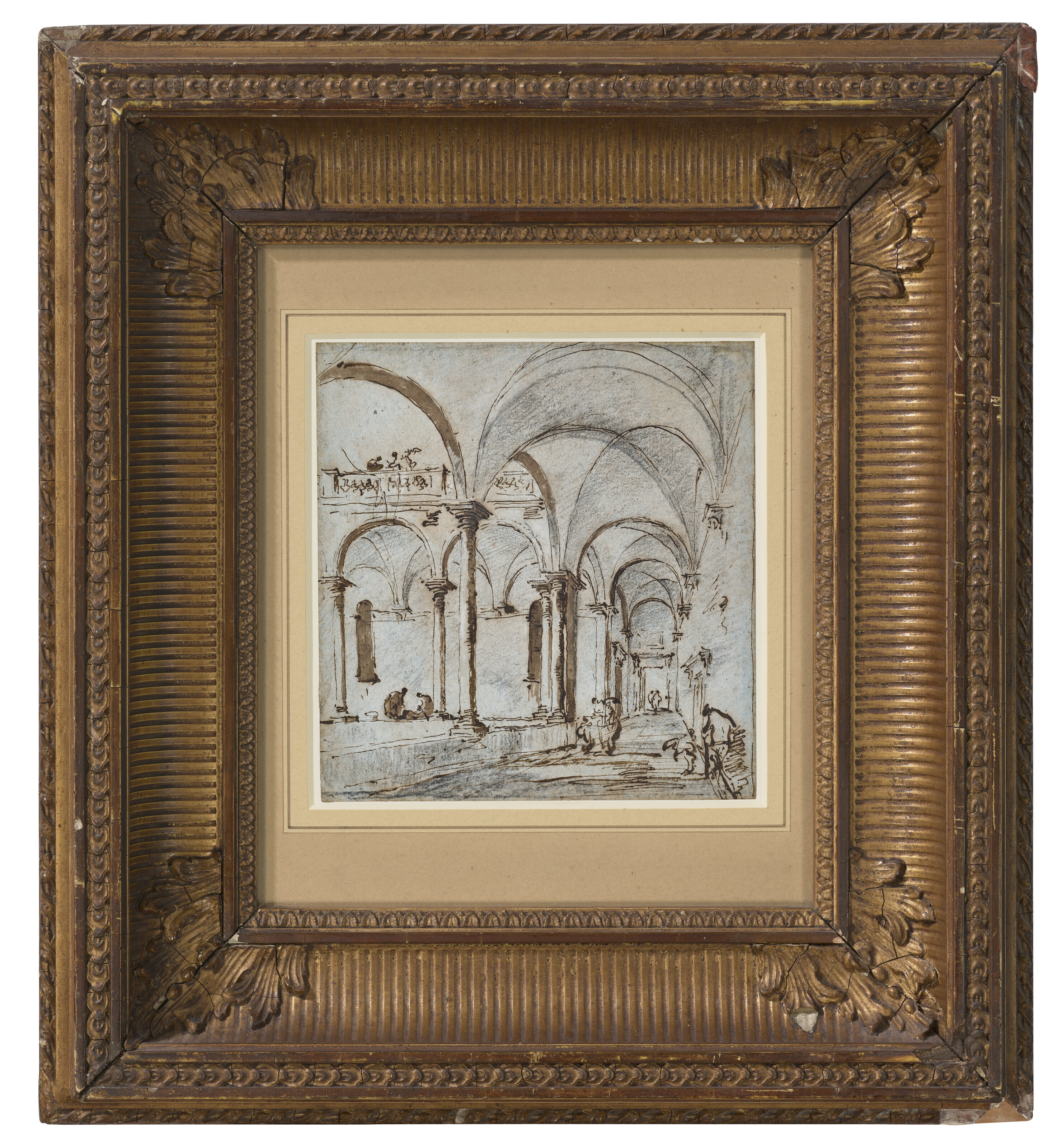 Francesco Guardi — Сводчатый внутренний двор с фигурами, изображение 2